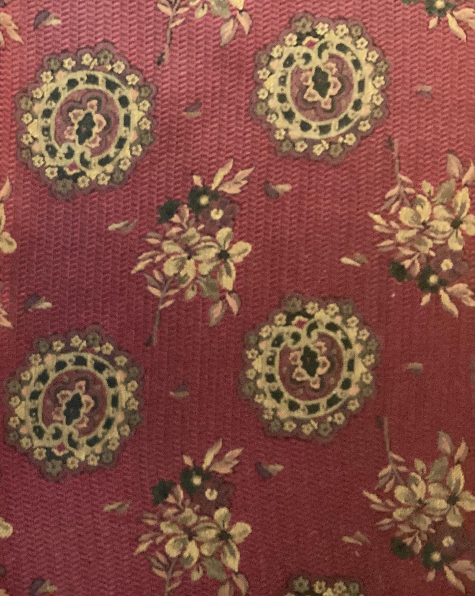 Made in Italy 100% Silk Tie Brocade in Wine Ground with Wine & Gold Floral