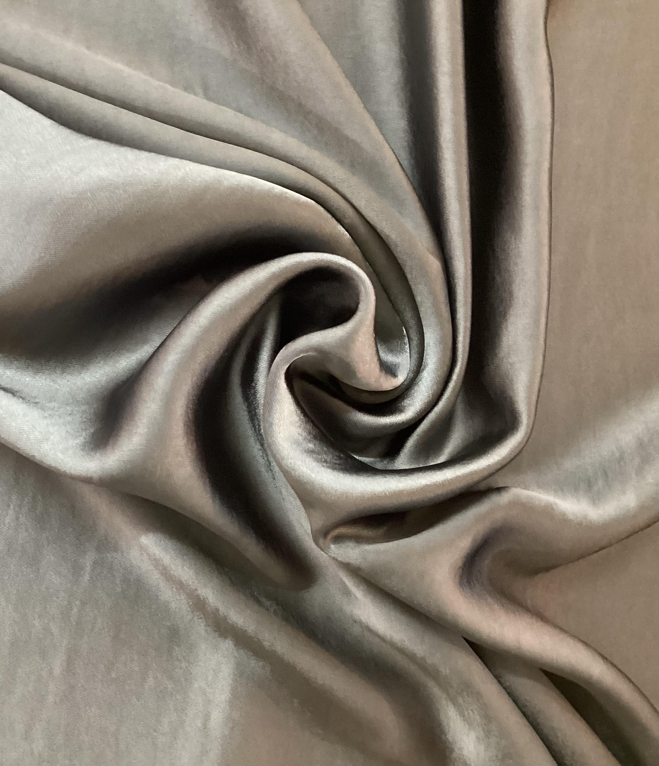 100% Polyester Washed Satin in LEAD