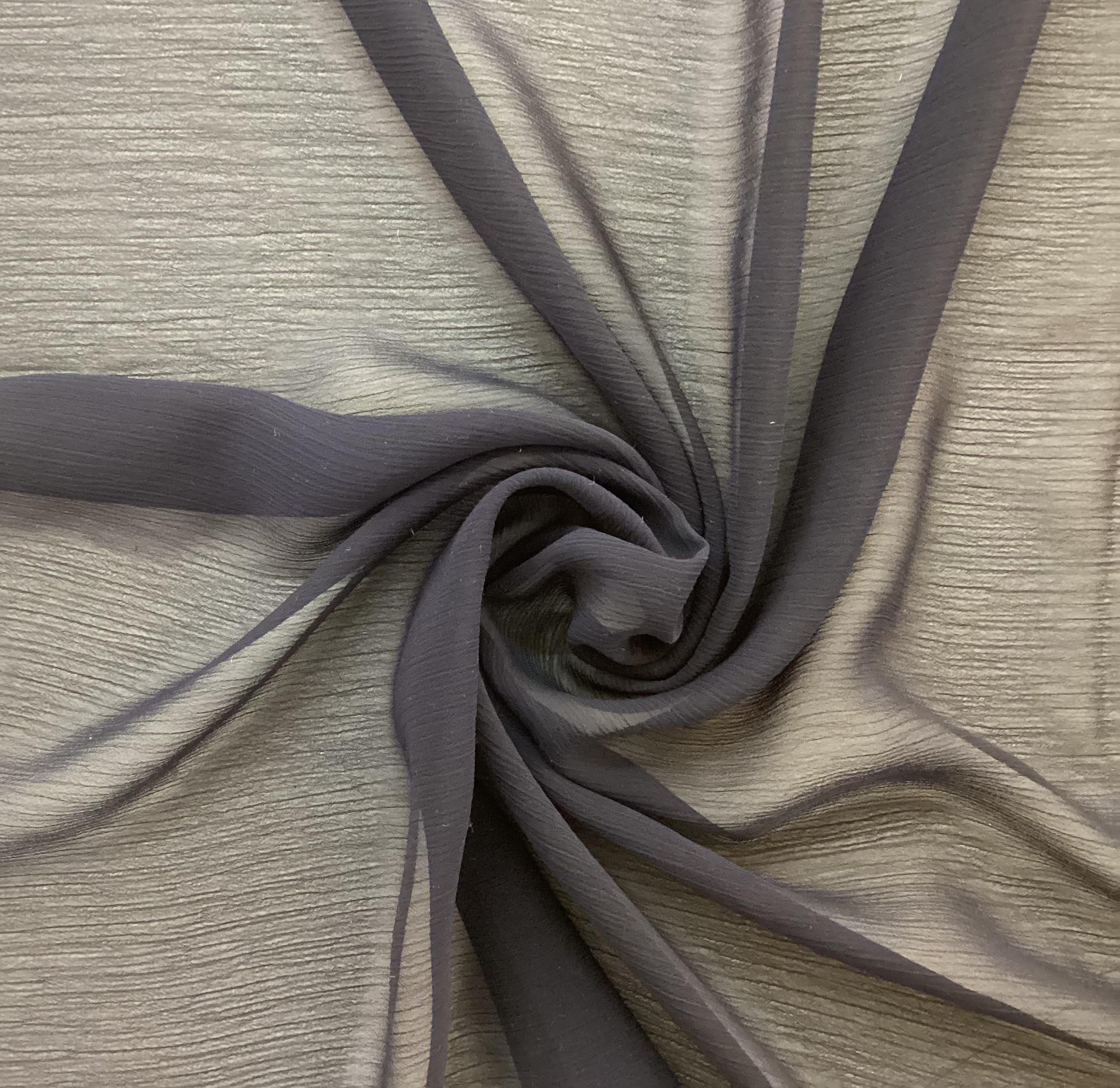 100% Polyester Crinkle Chiffon in Navy
