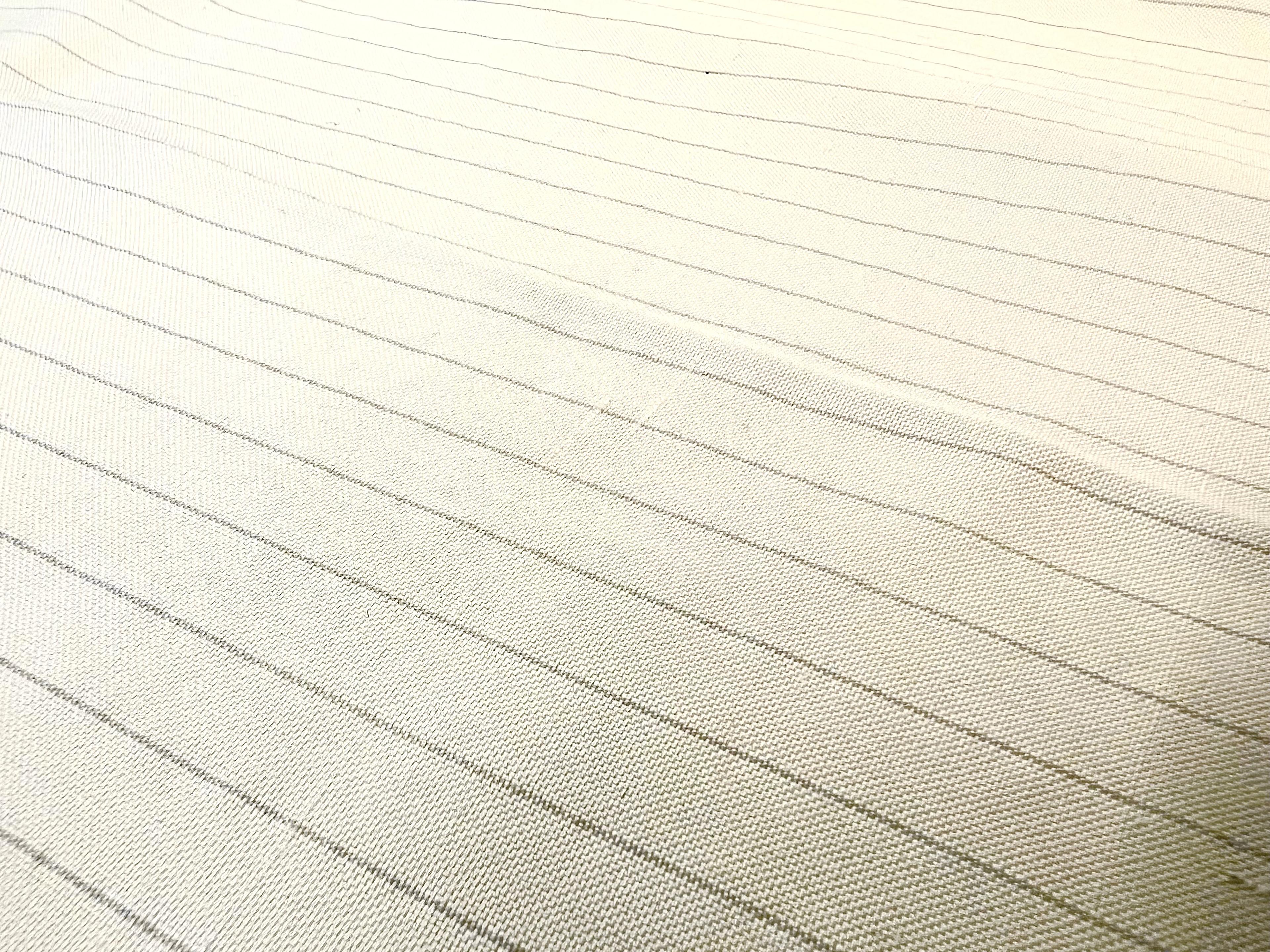 Made in Italy 100% Silk Duppioni Pinstripe in White with Gray Stripe