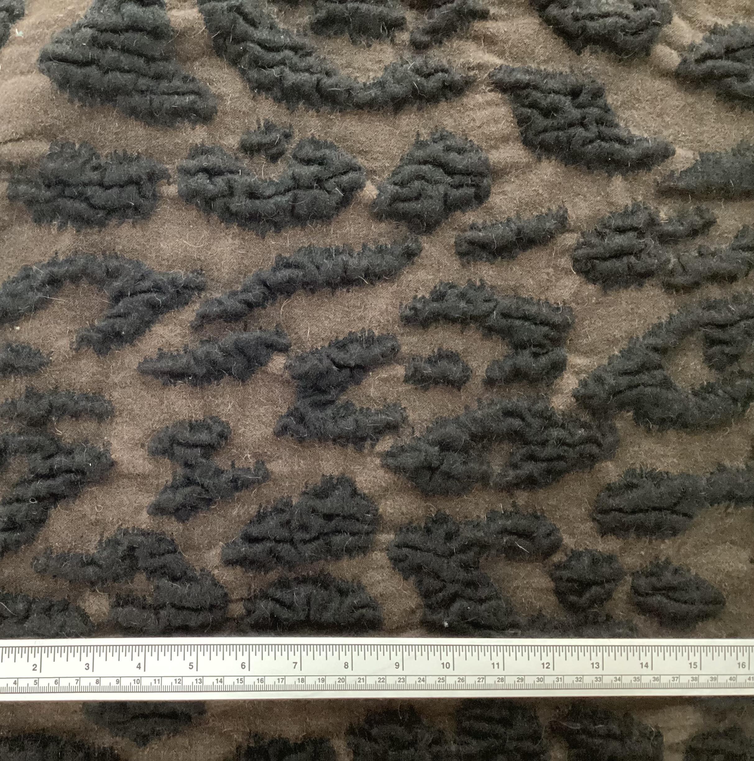 Made In Italy 100% Wool Novelty Brown & Black Animal Pattern