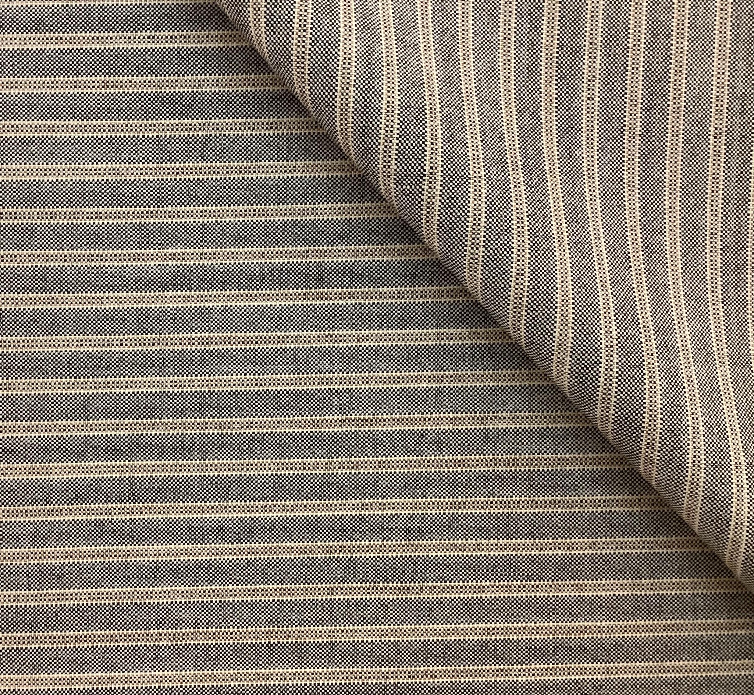 MADE IN ITALY 100% WOOL STRIPE In Cinnamon Stripe On Grey