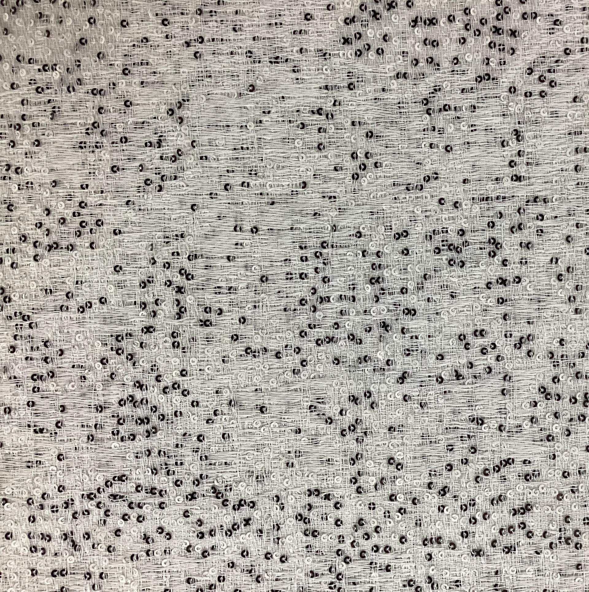 Cotton Blend Sequined Tweed in White