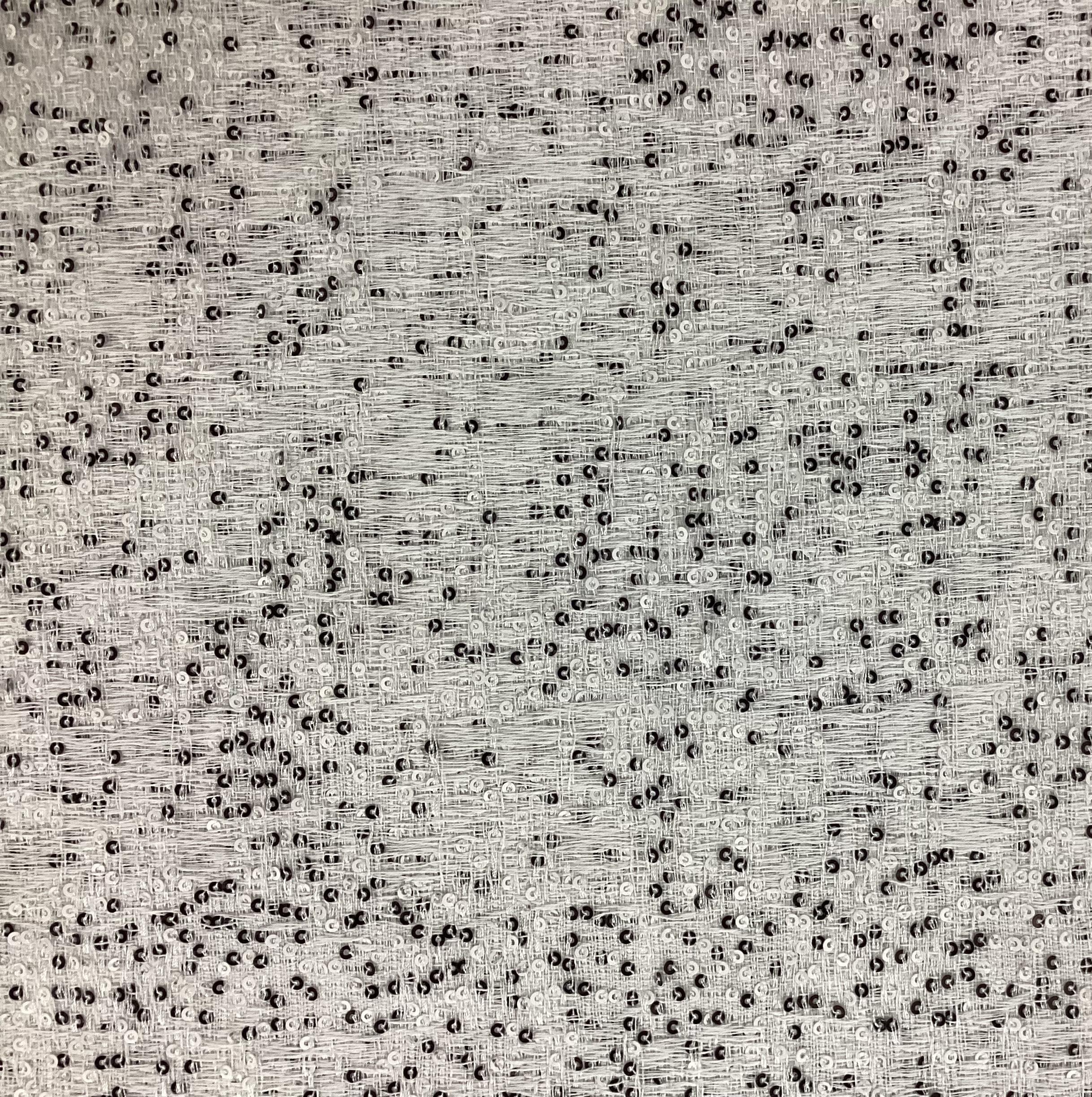 Cotton Blend Sequined Tweed in White