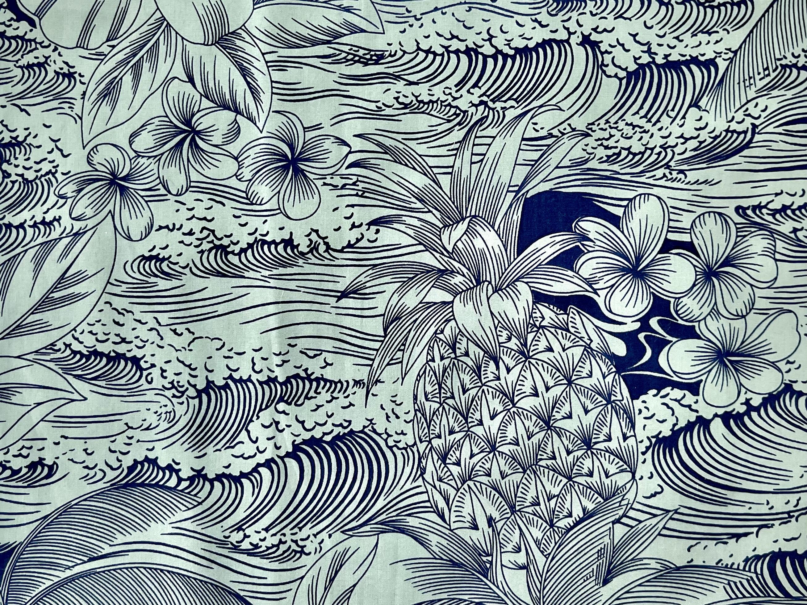 Made in Japan 100% Cotton Floral Print in Navy and Sage