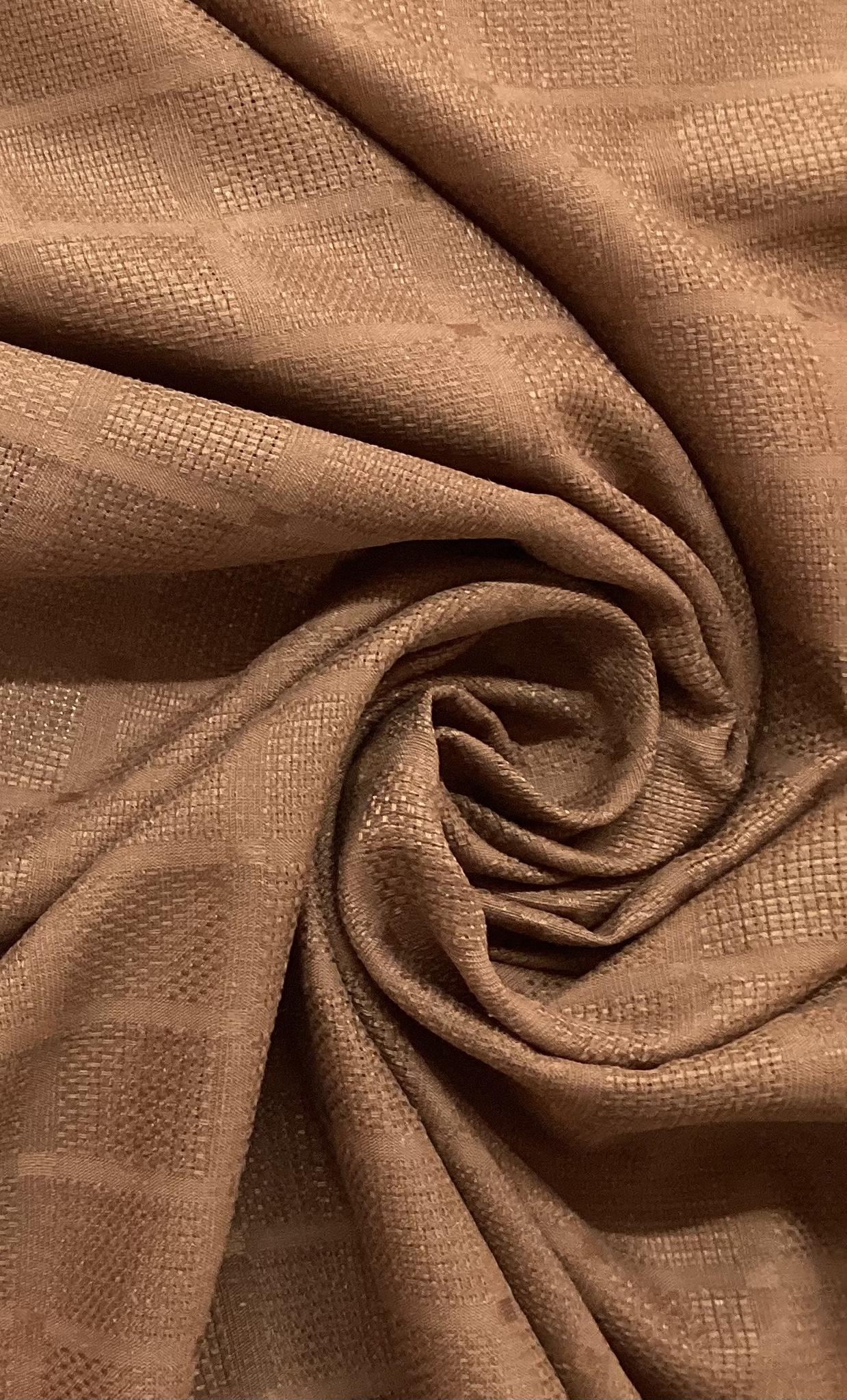 Made in Italy Pure Silk Mini Check Pattern Jacquard in Chocolate