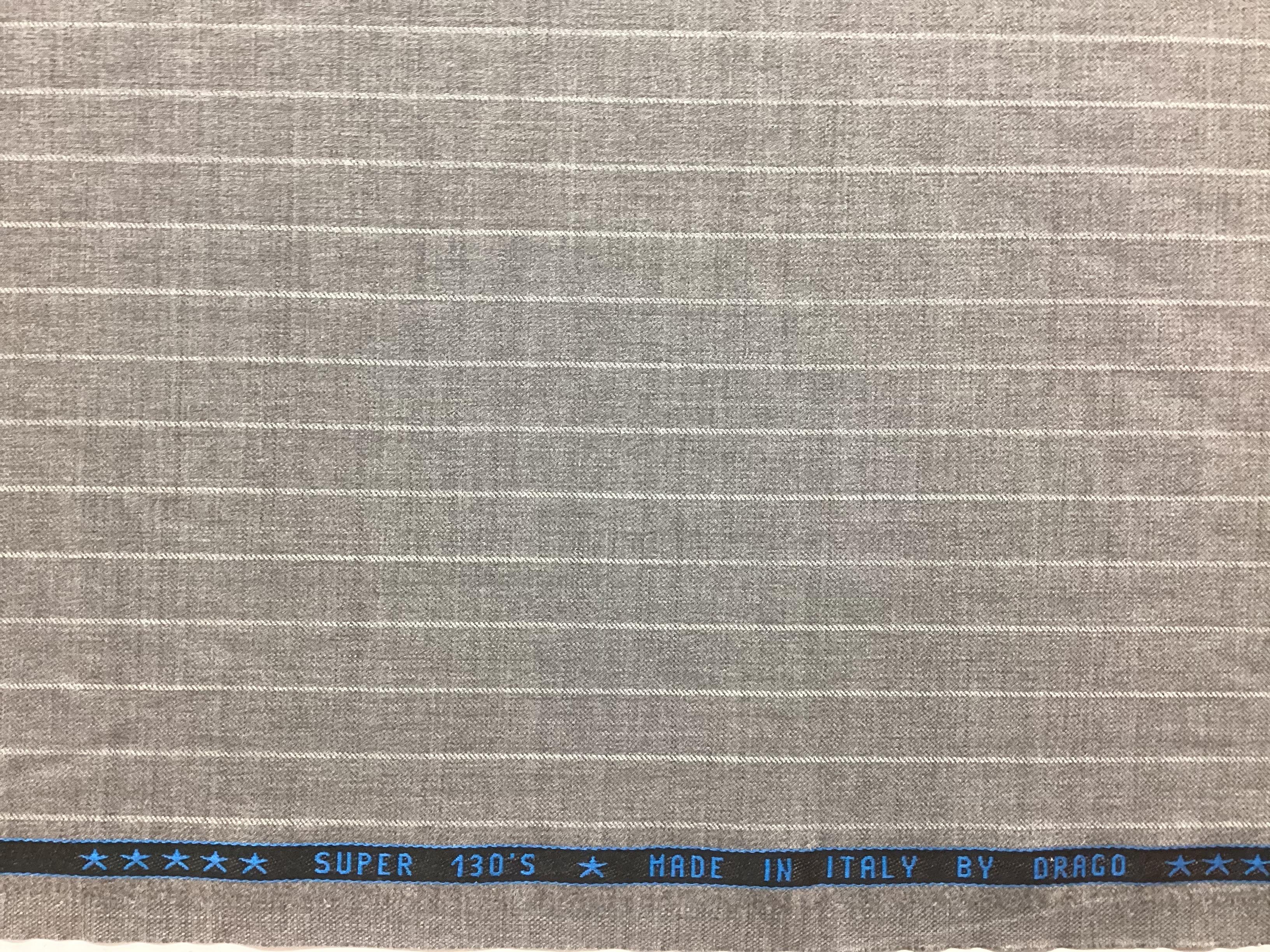 Made in Italy 100% Wool Super 130's In Medium Grey Chalk Stripe