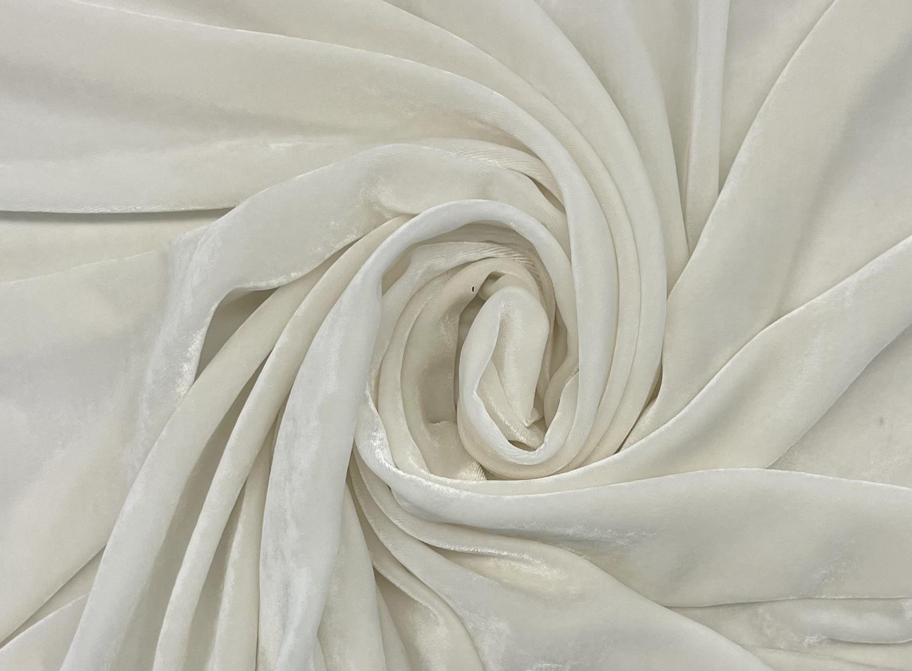 Silk and Rayon Velvet in Light Ivory Fabric in Warehouse