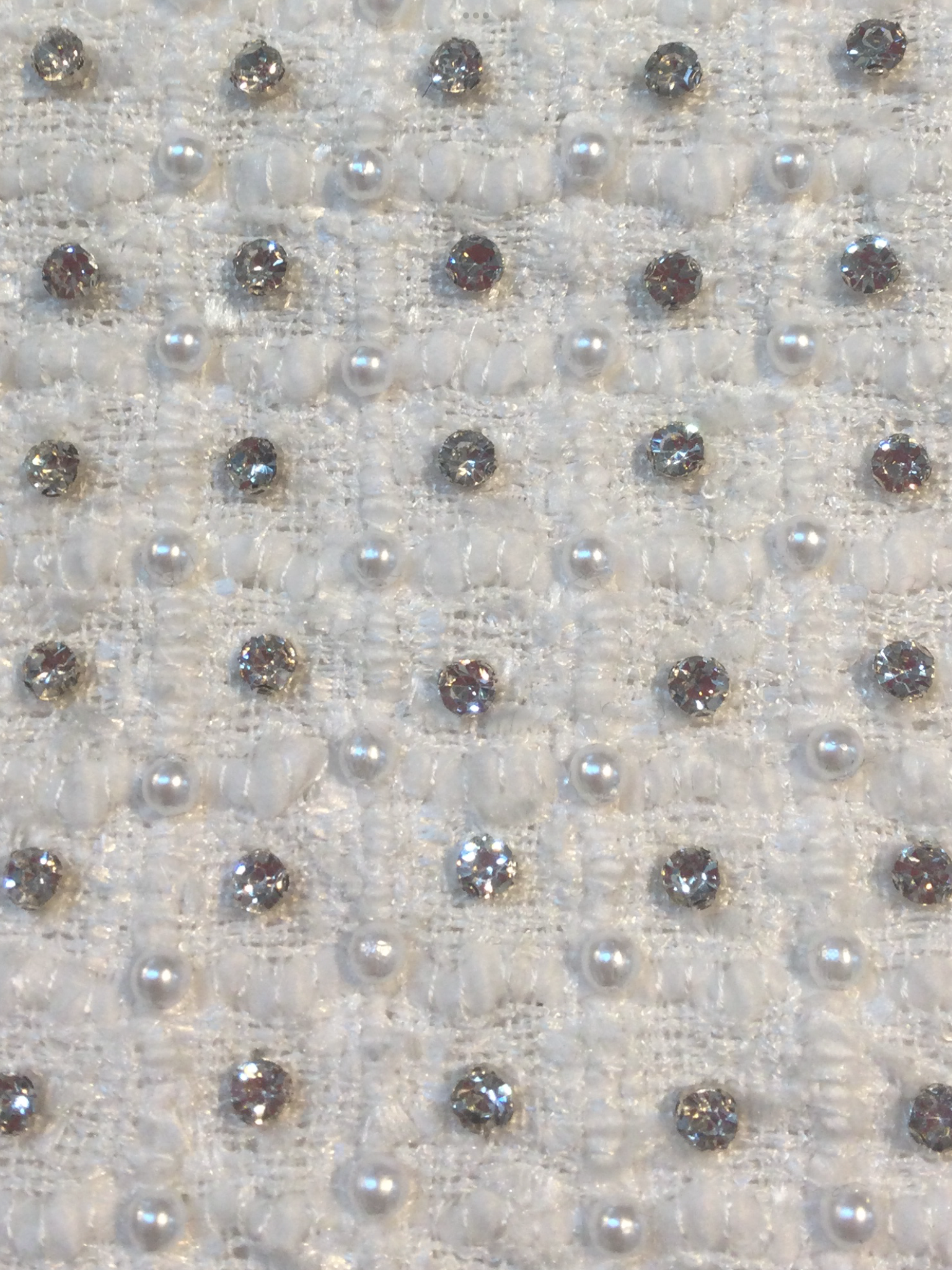 Crystal/Pearl Embellished Tweed in White