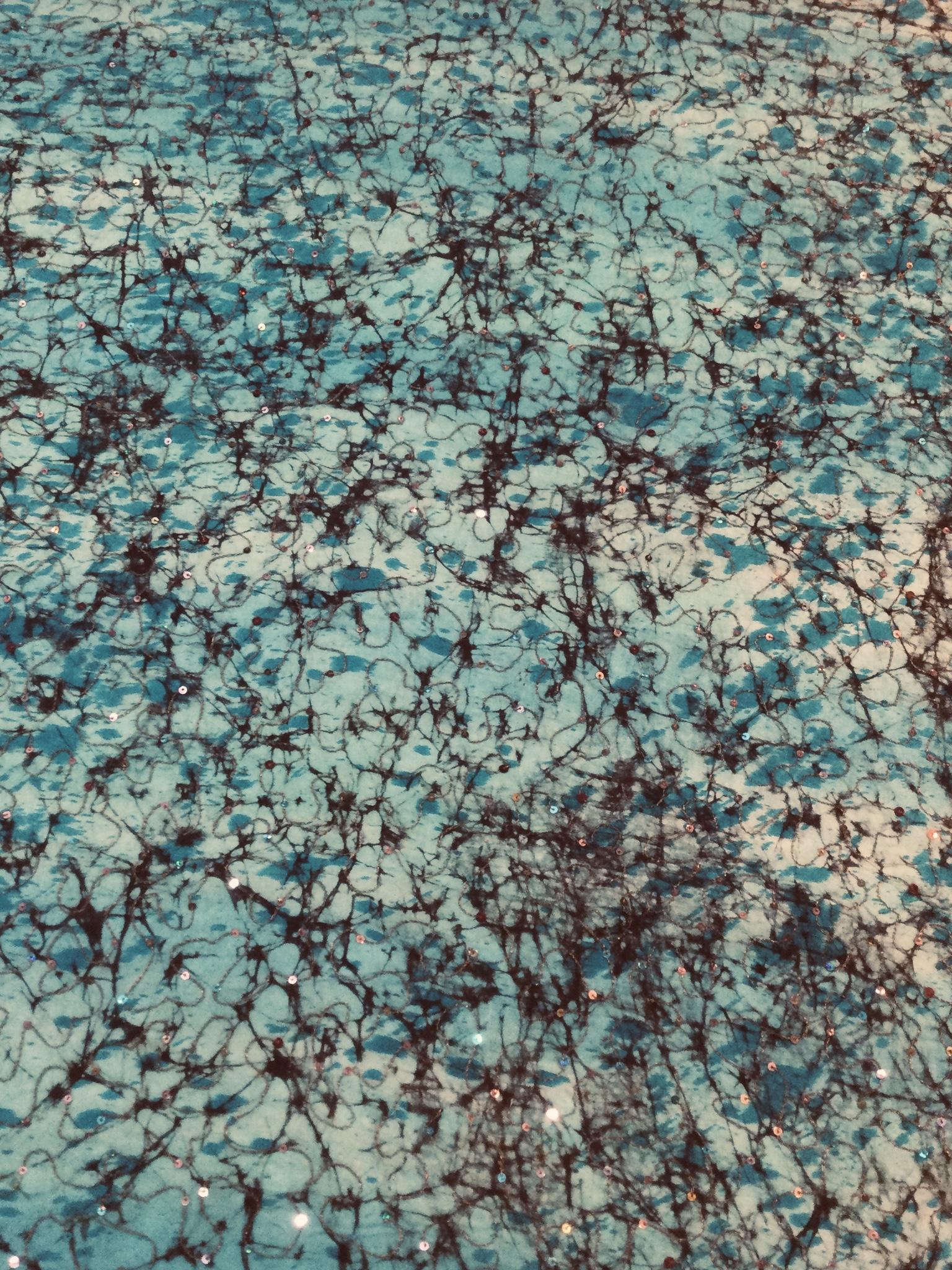 Sequins on Tissue Silk Shantung in Blues