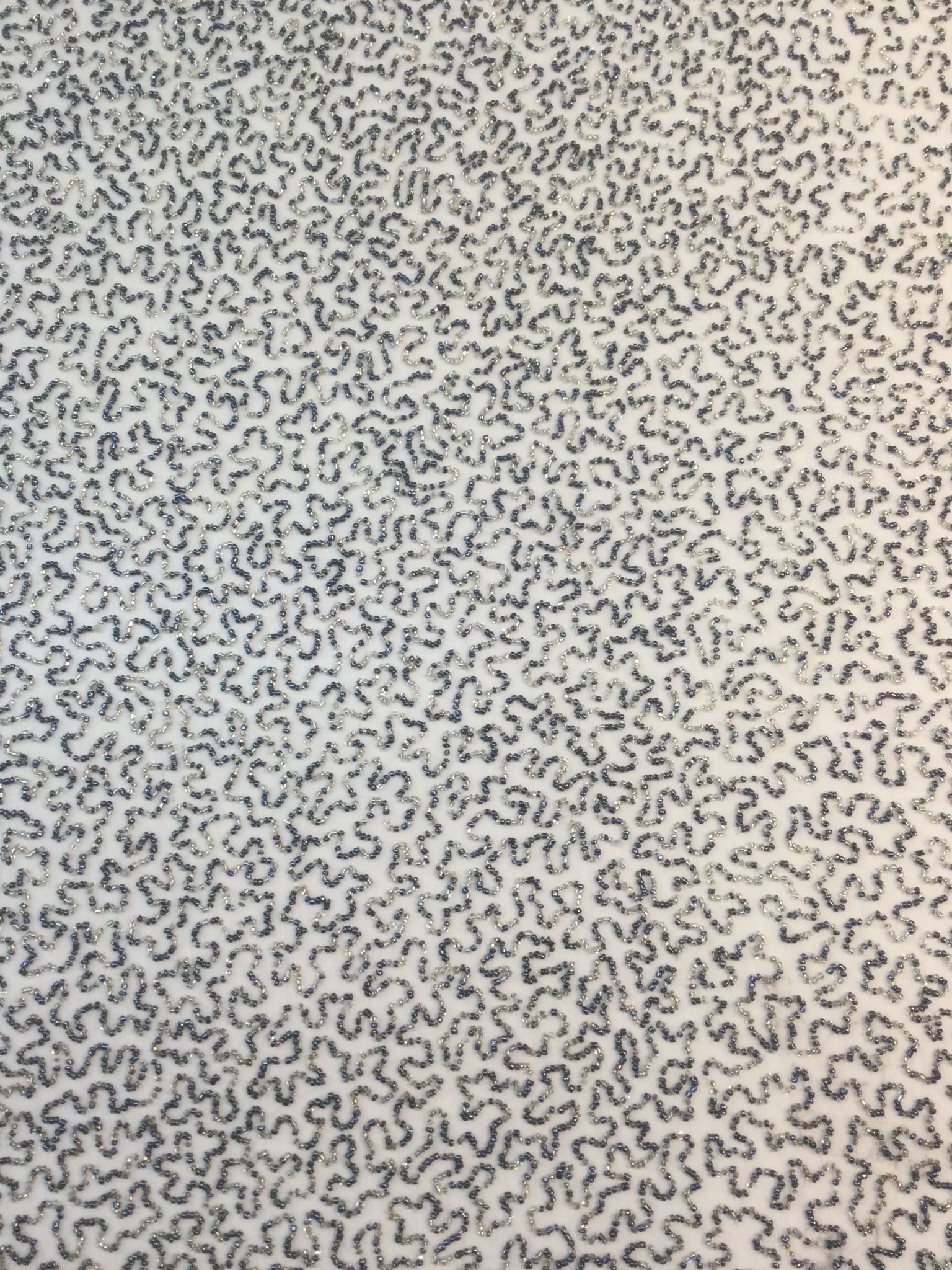 Beaded Chiffon in Blue and Silver