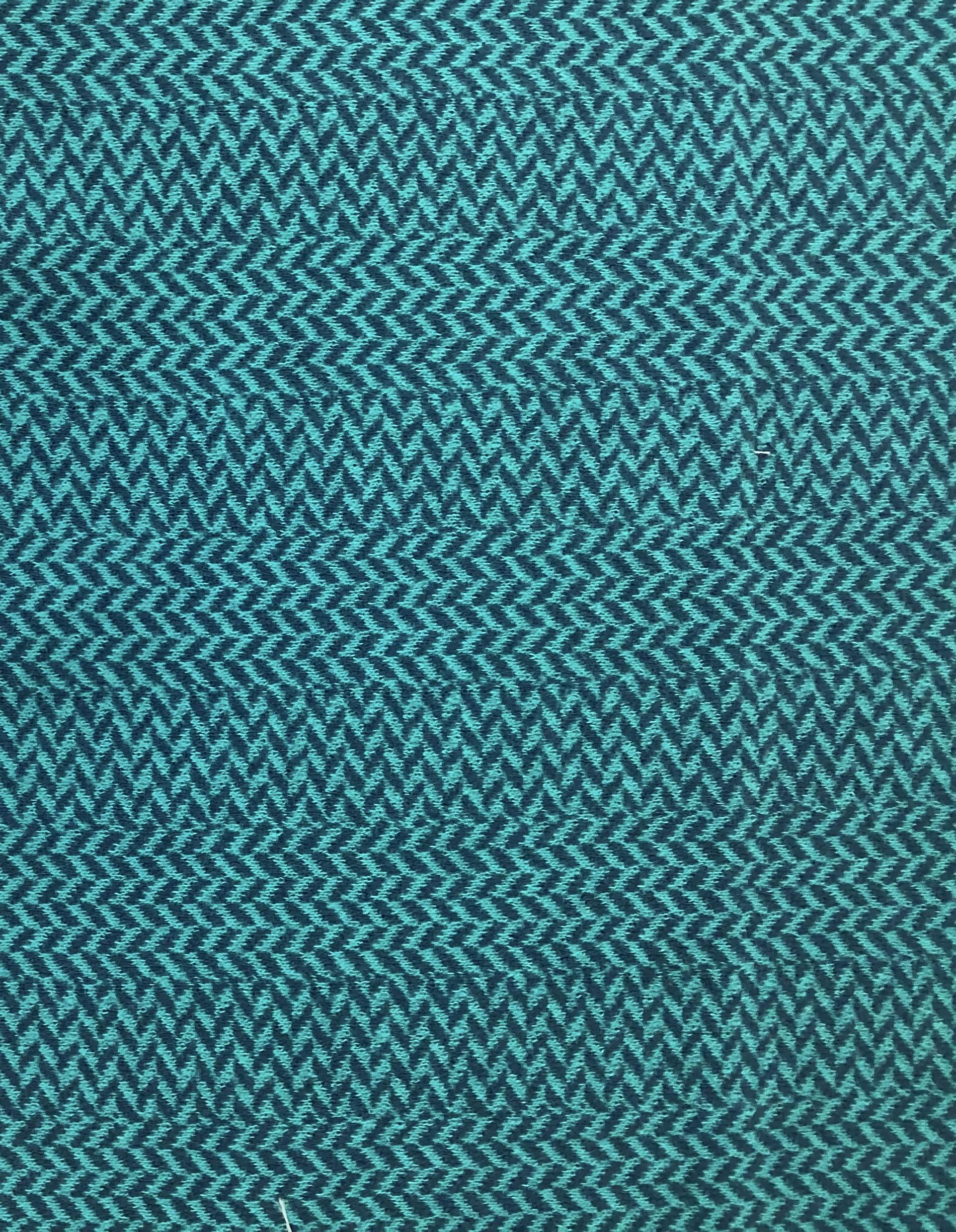 Made in Austria 100% Cotton Herringbone Knit In Turquoise