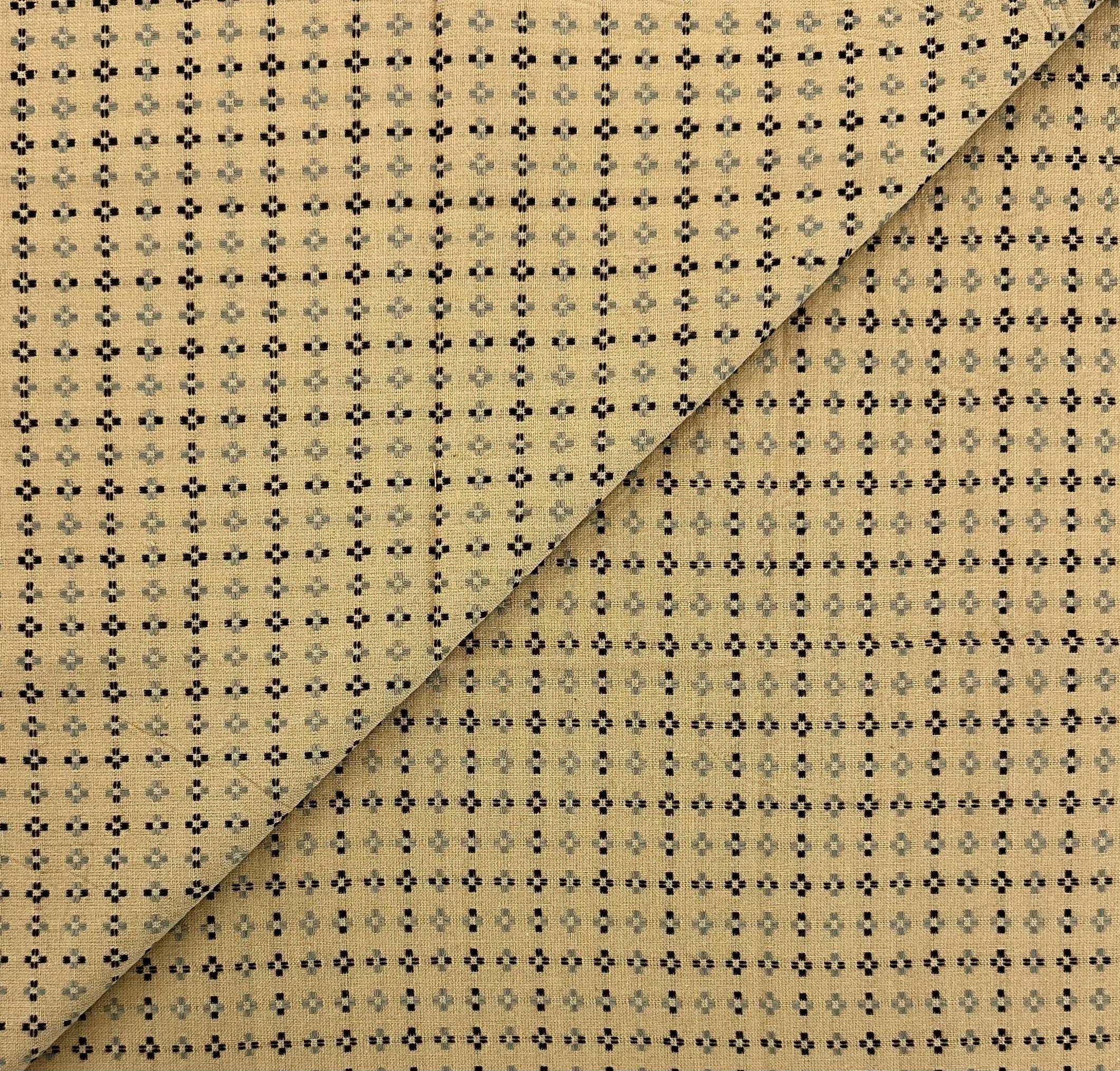 Woven Cotton Novelty Plaid in Wheat Powder Blue Black