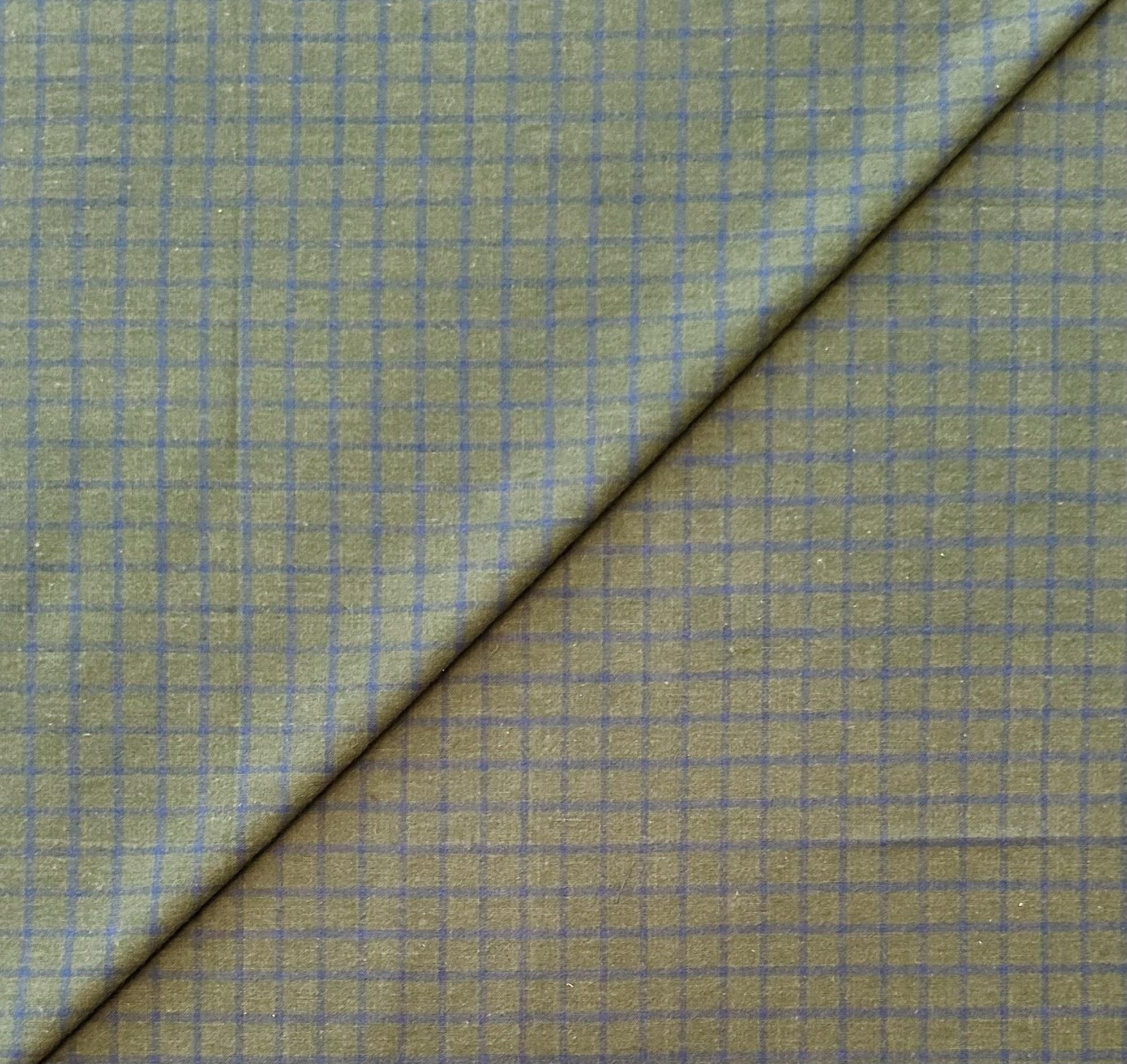 Brushed Cotton Novelty Plaid in Indigo Grass