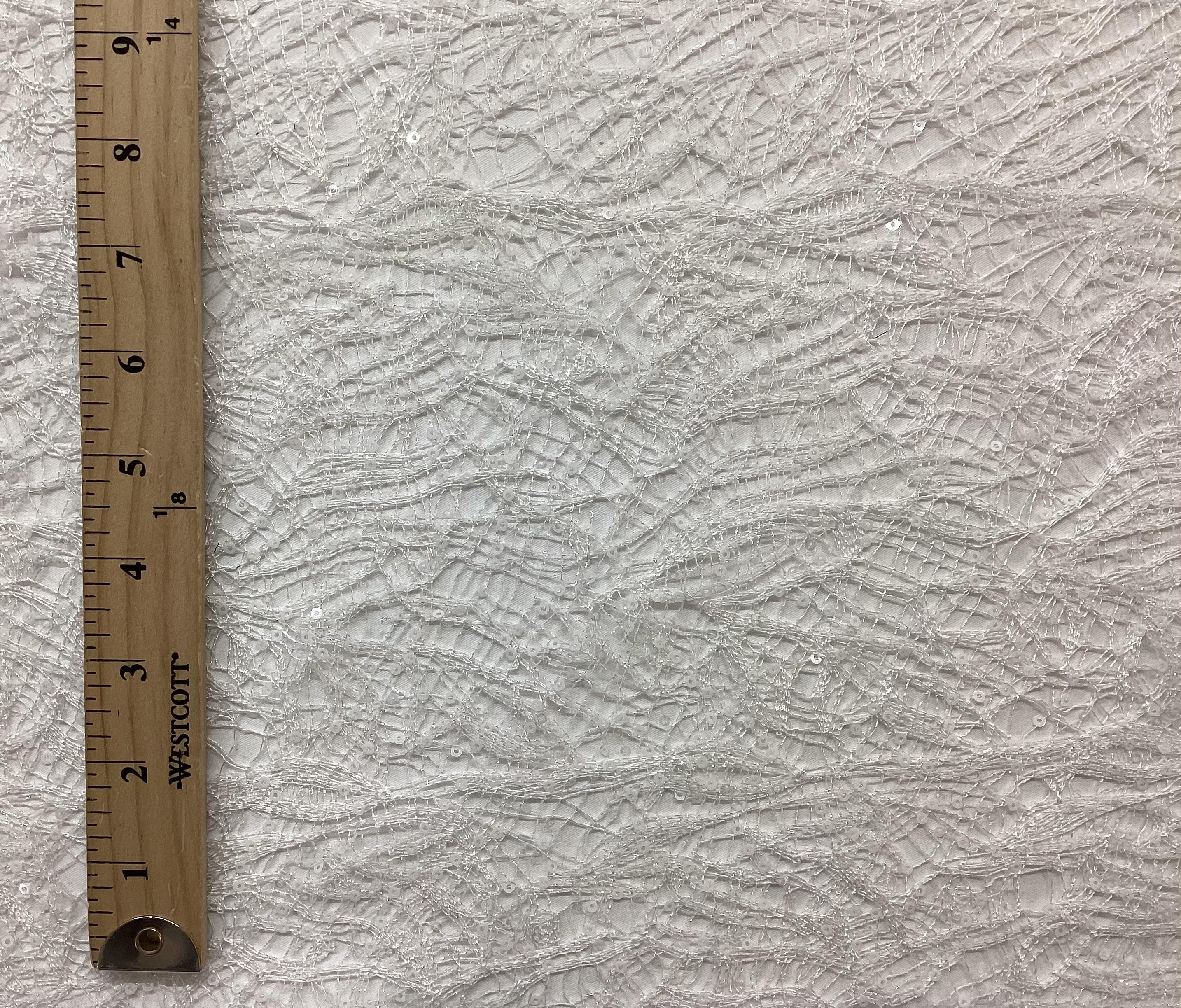 Mini Sequins On White Opalescent Lace