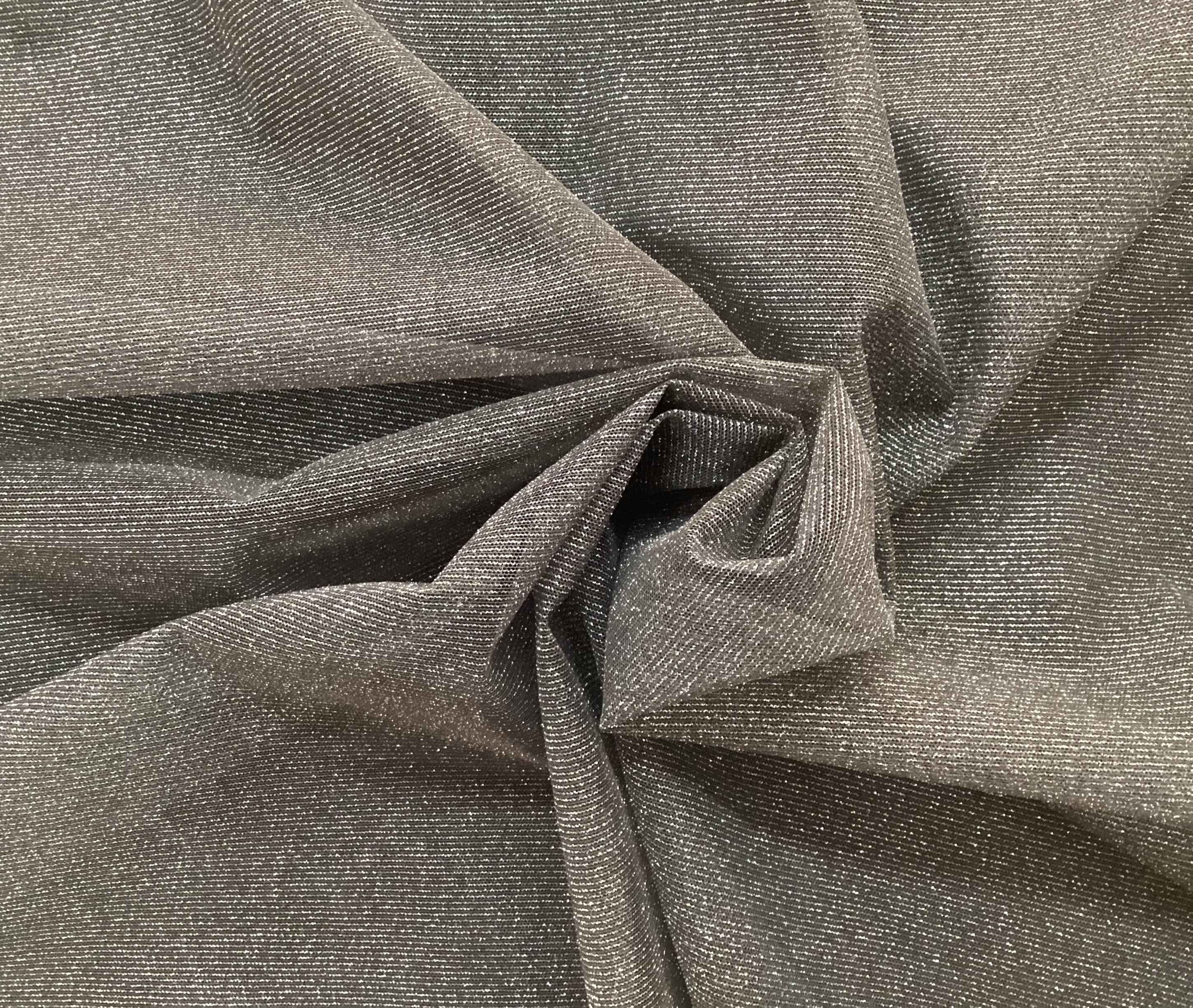 Made In Italy Metallic Nylon Tulle In Black Sliver