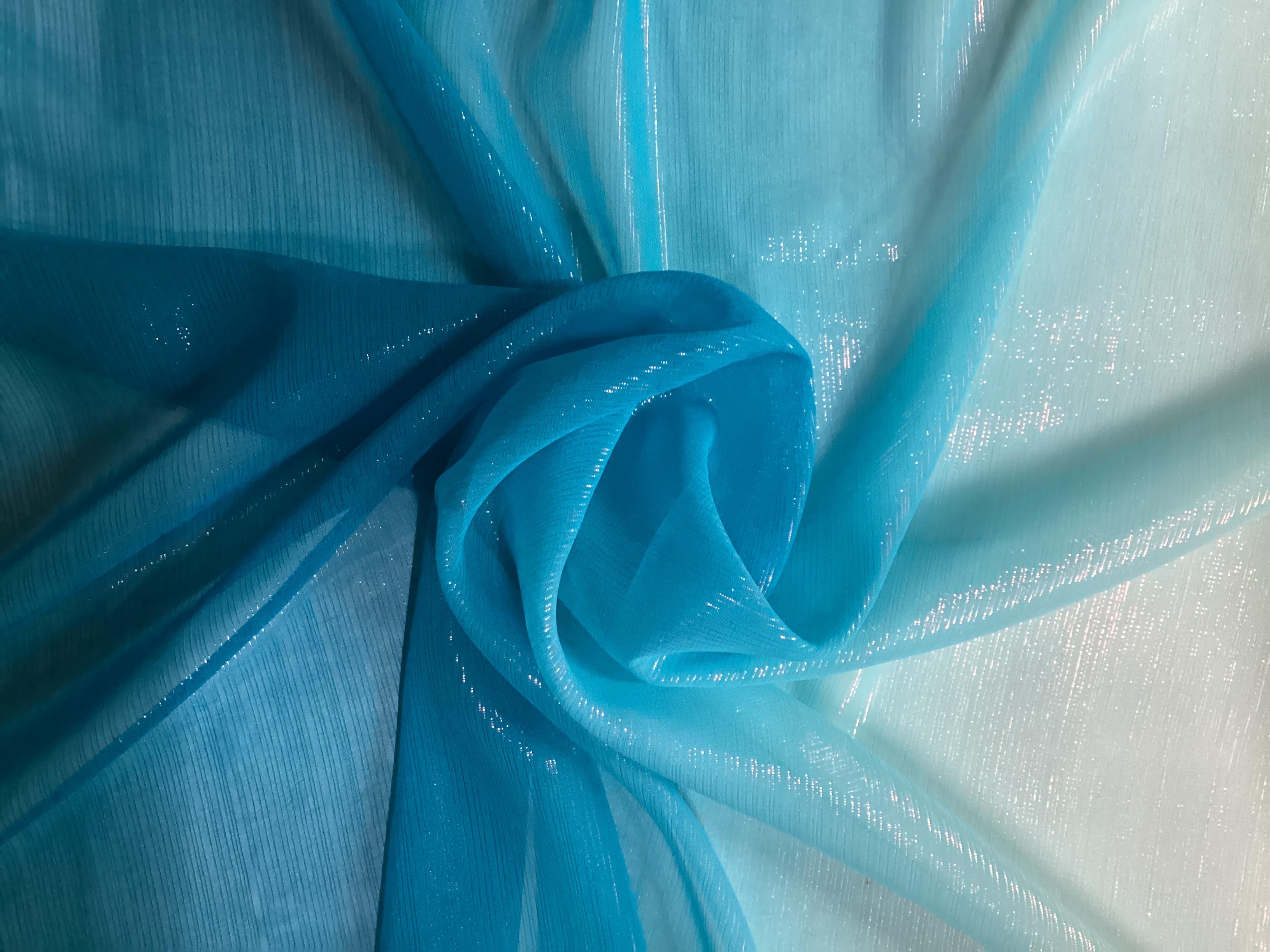 Ombre Polyester Metallic Chiffon in Ocean