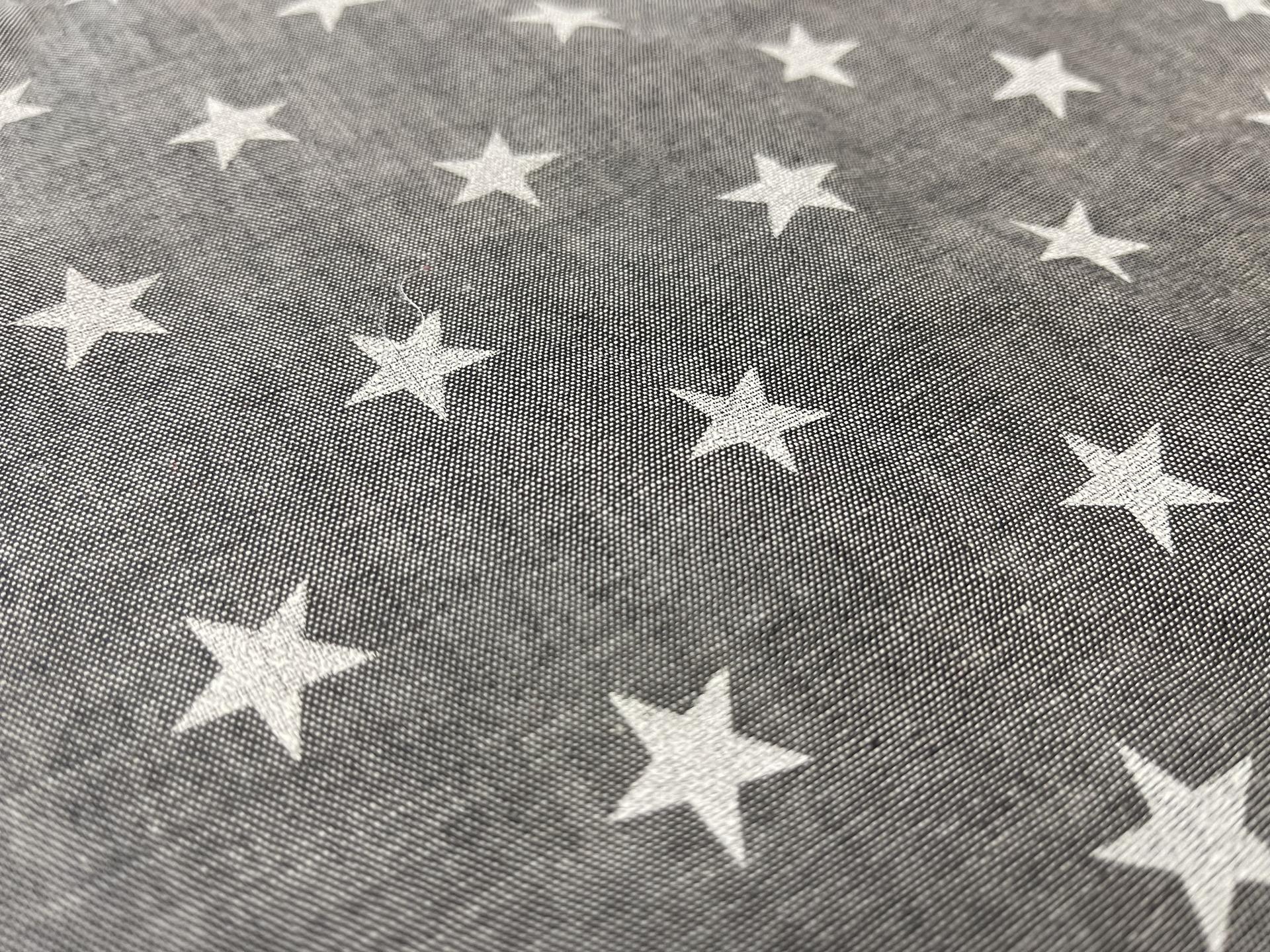 Cotton Denim Printed Star in Black