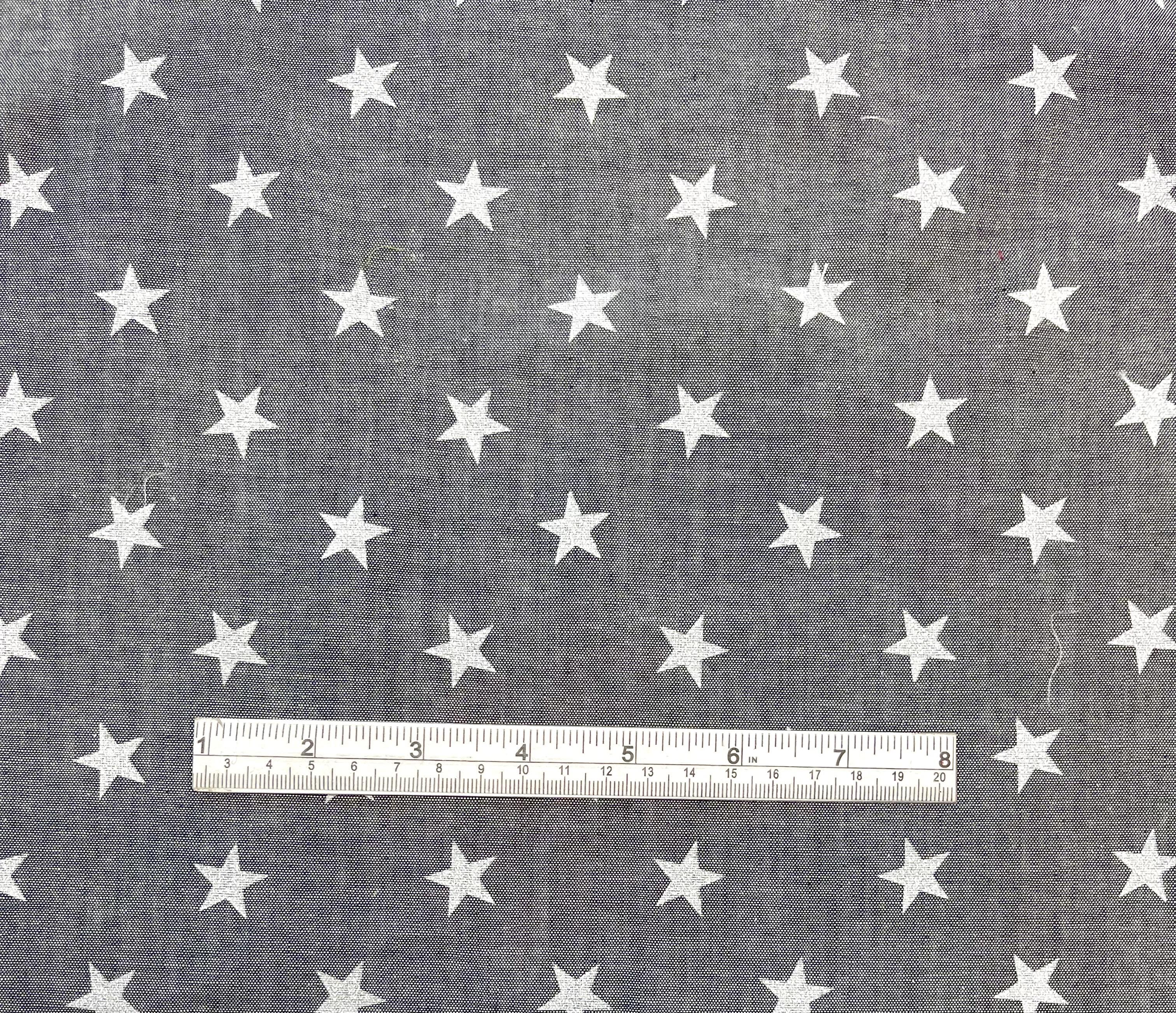 Cotton Denim Printed Star in Black