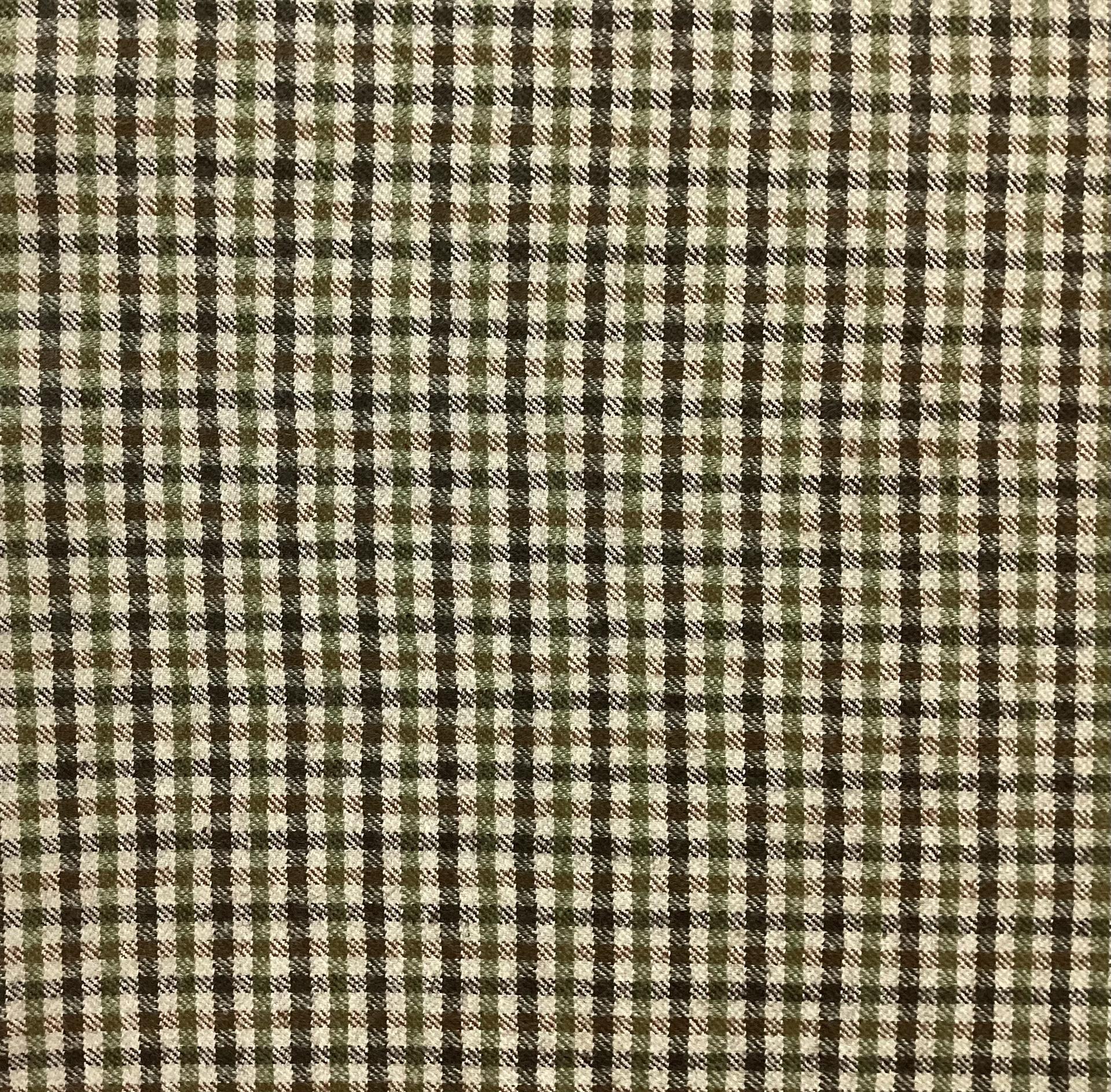 Made in Italy Cotton/Wool/Nylon/Lycra Check In Khaki With Autumn Colours Check