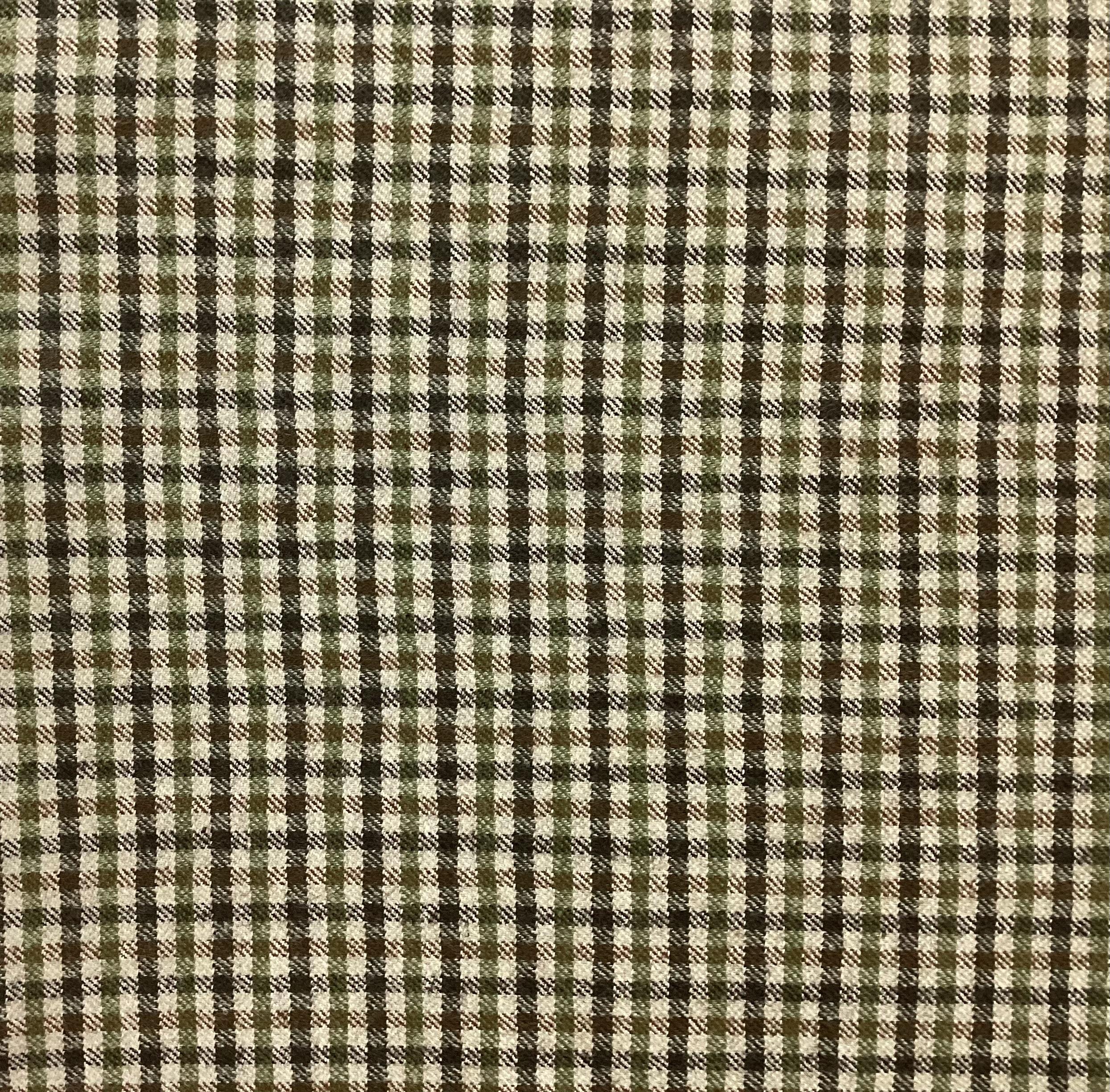 Made in Italy Cotton/Wool/Nylon/Lycra Check In Khaki With Autumn Colours Check