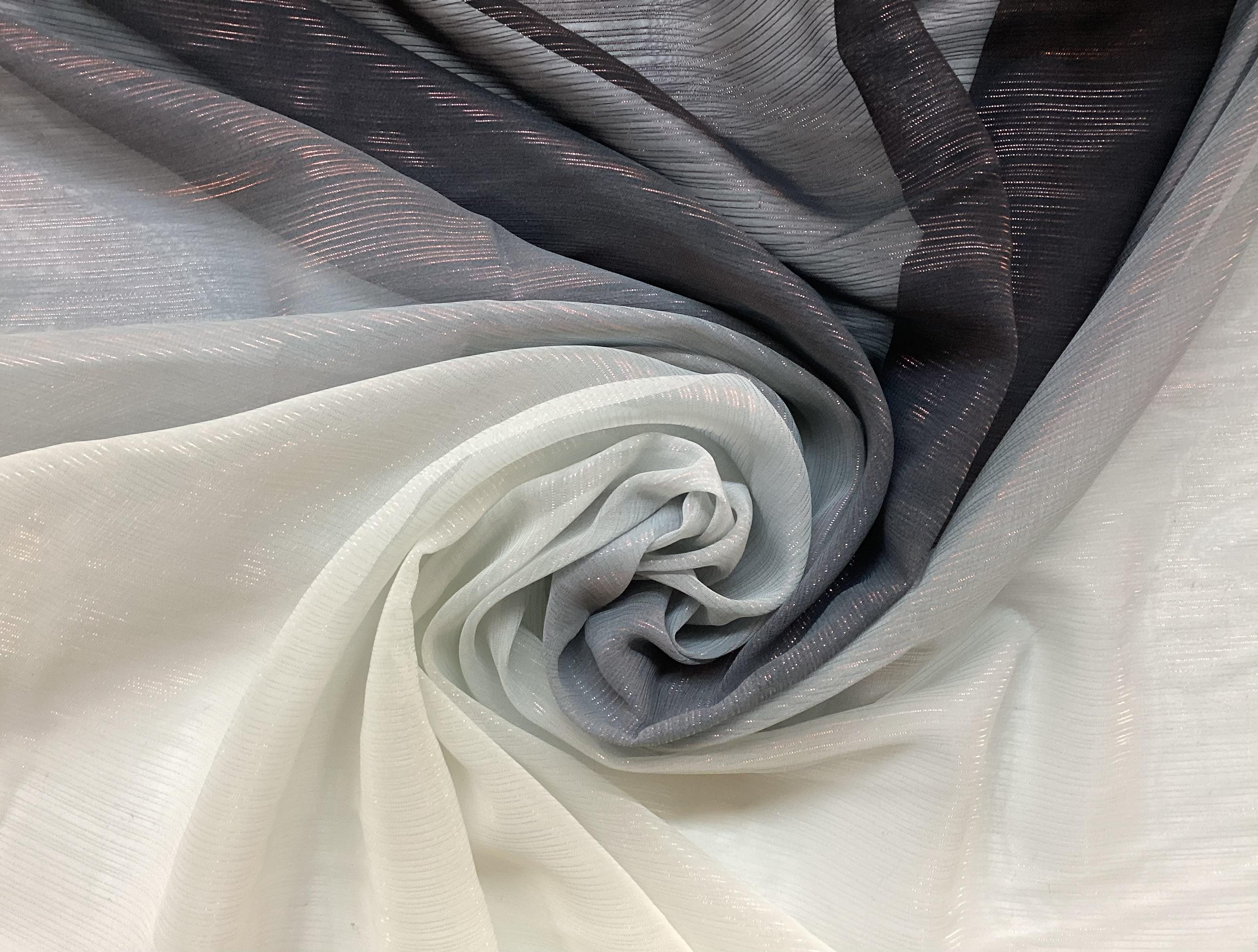 Ombre Polyester Metallic Chiffon in Black