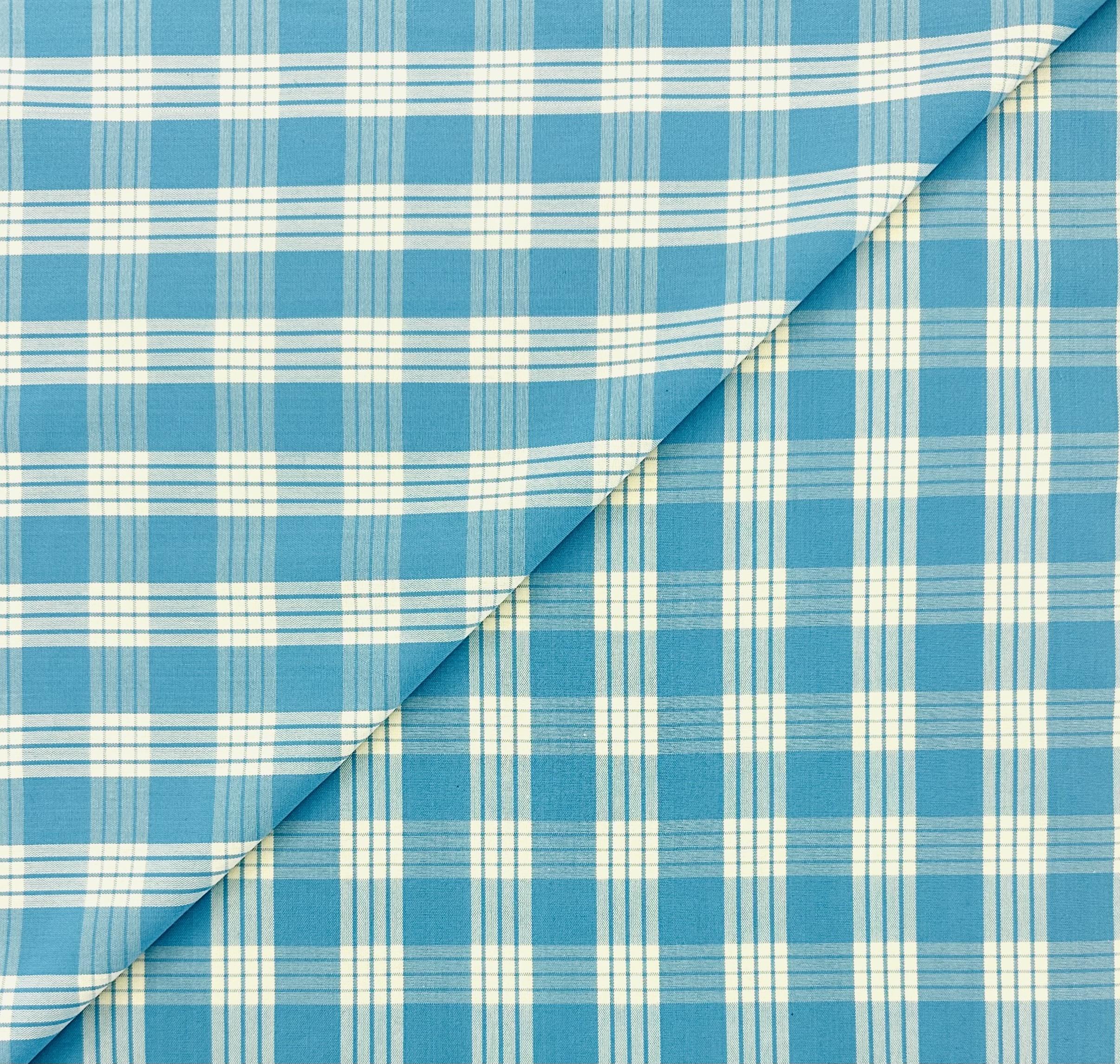 Cotton Plaid in Surf Blue