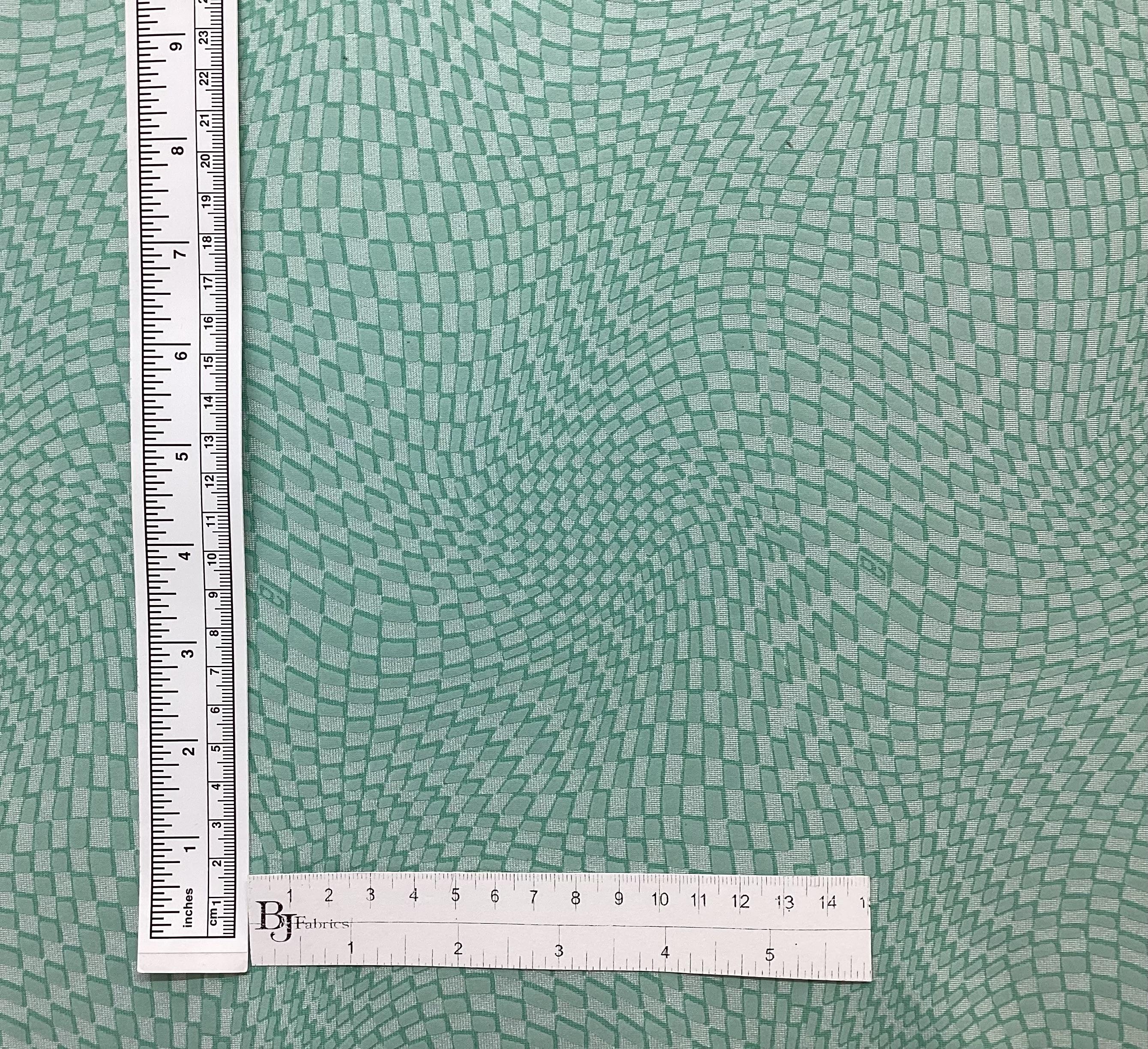 Printed Spandex Geometric Pattern In Aqua