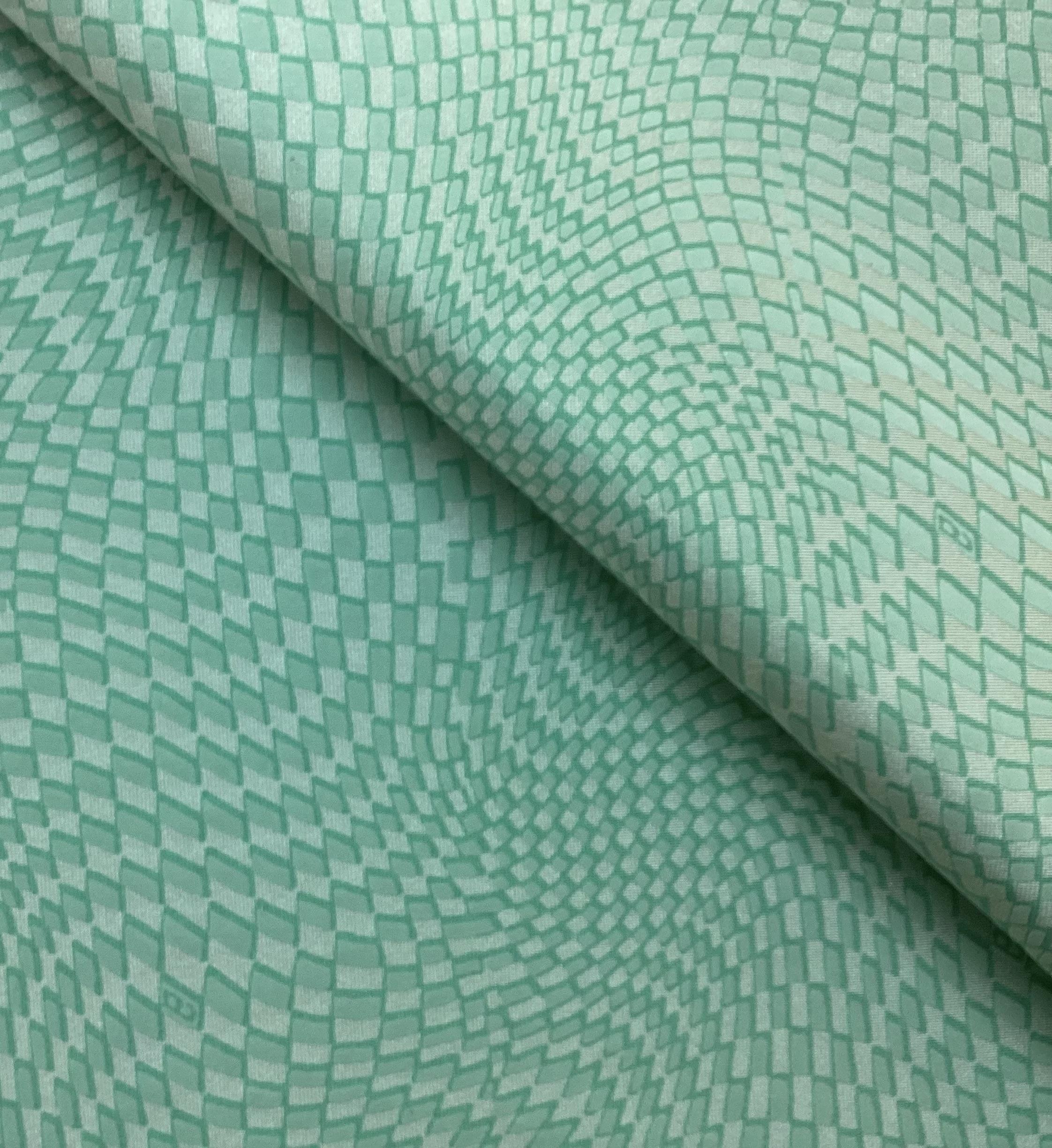 Printed Spandex Geometric Pattern In Aqua
