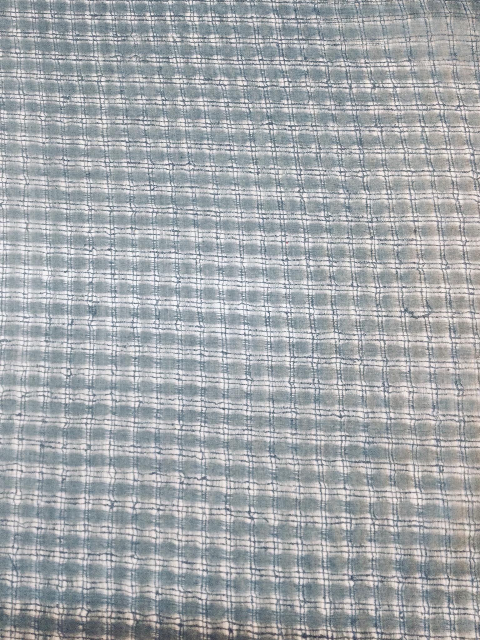 100% Silk Novelty Checkerboard Pattern In Blue Steel