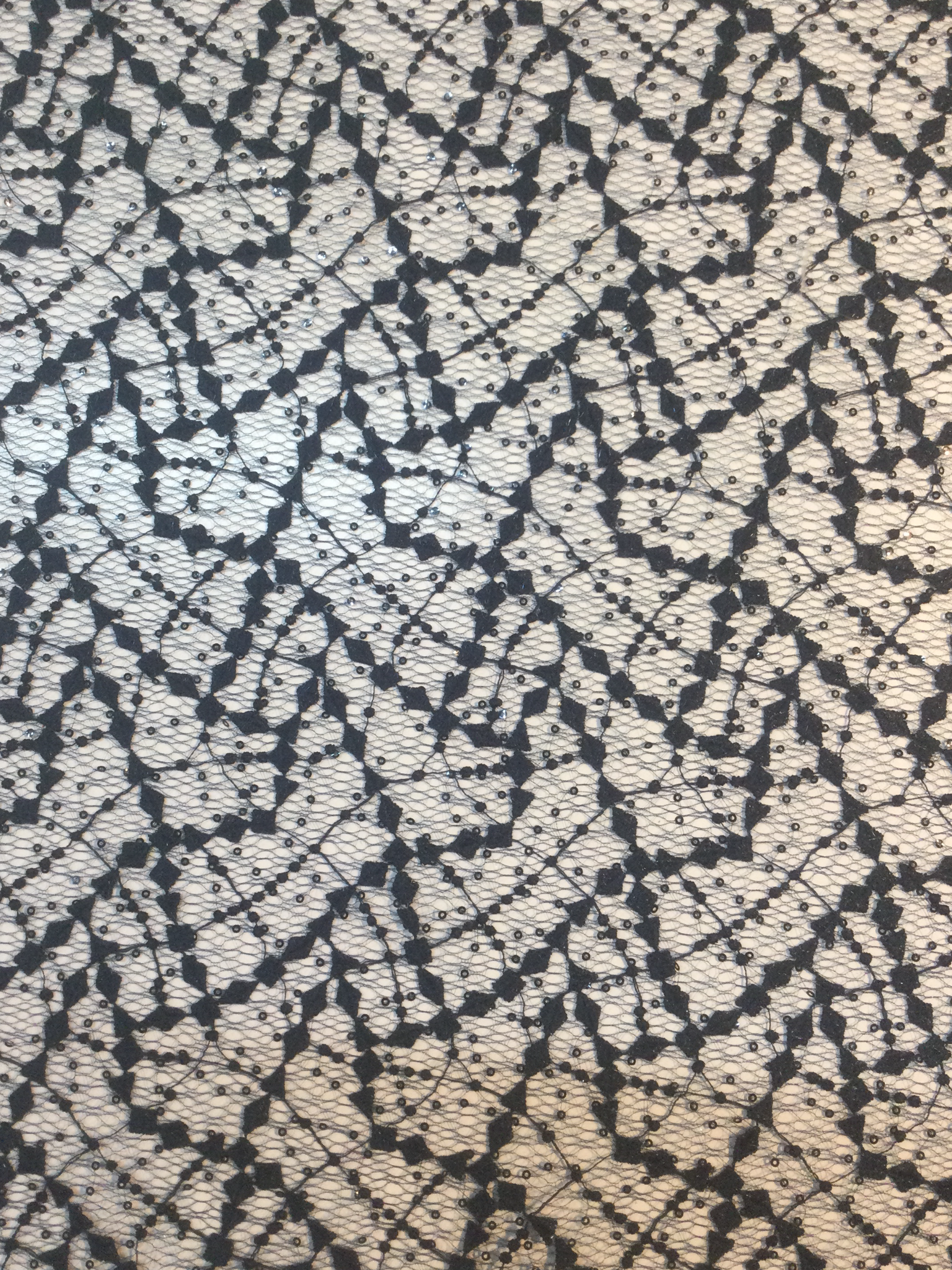 Embroidered and Sequins Tulle w/ Double Scallops in Navy