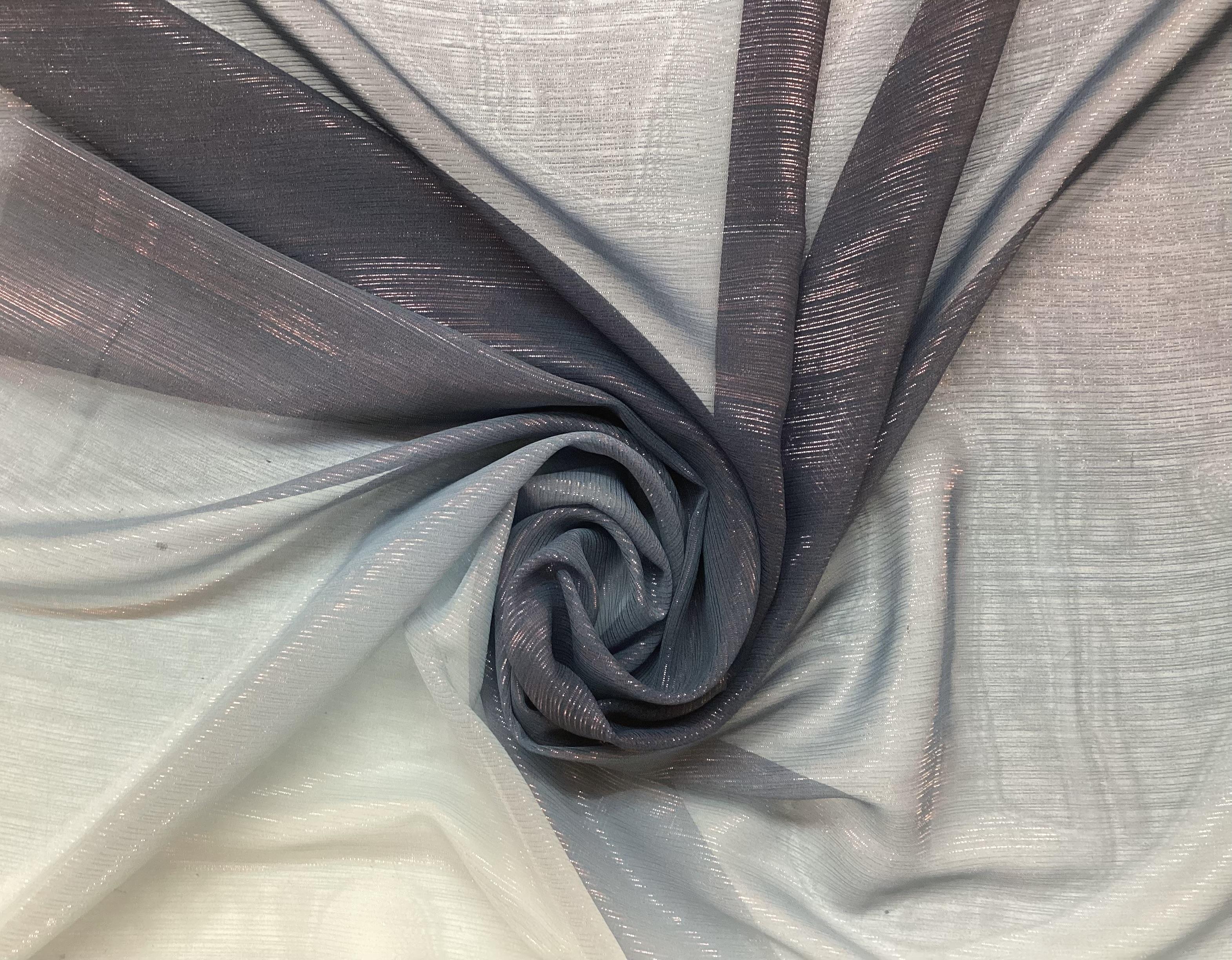 Ombre Polyester Metallic Chiffon in Navy