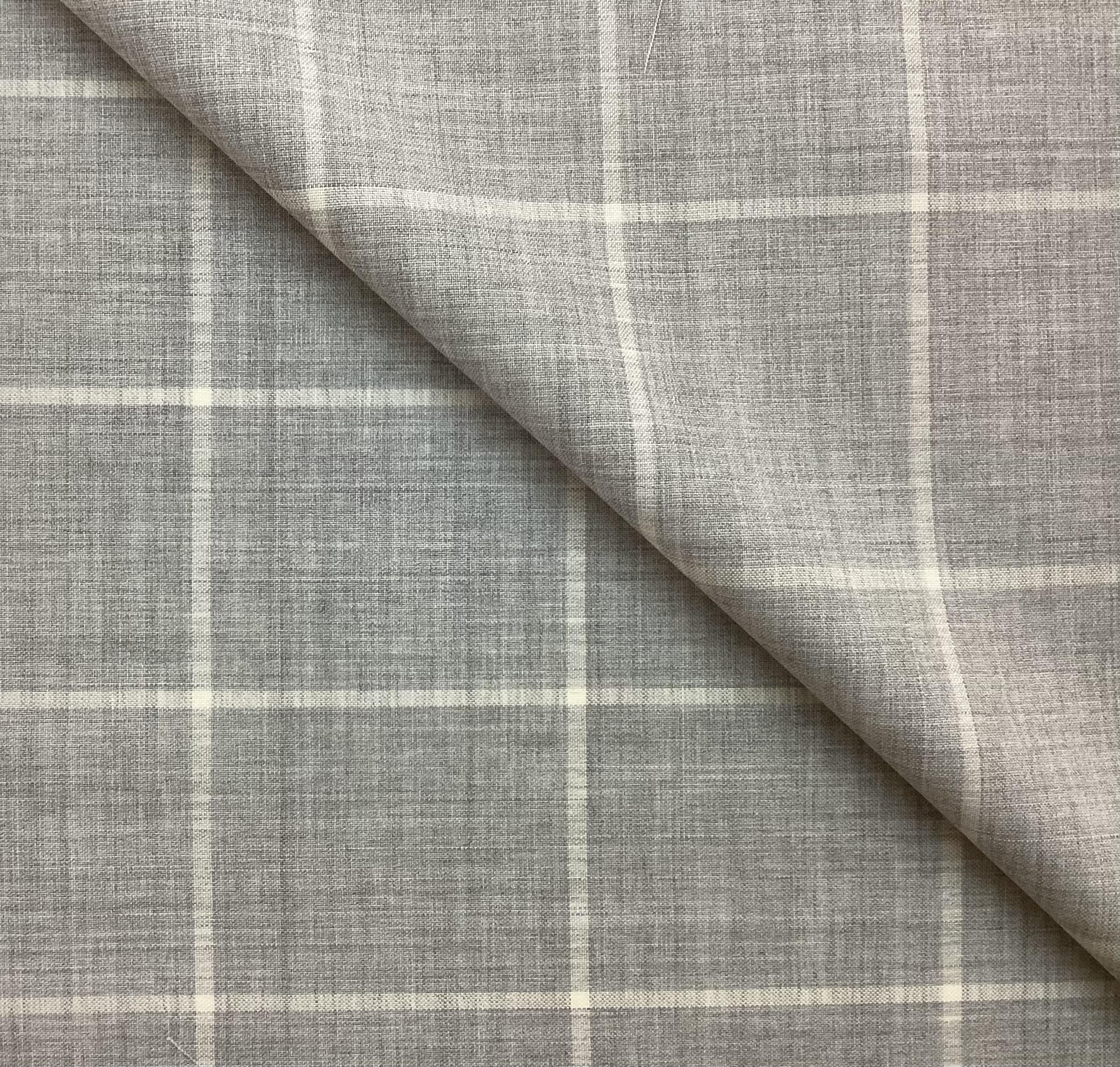 Made In Italy 100% Wool Tropical Plaid In Sliver Grey