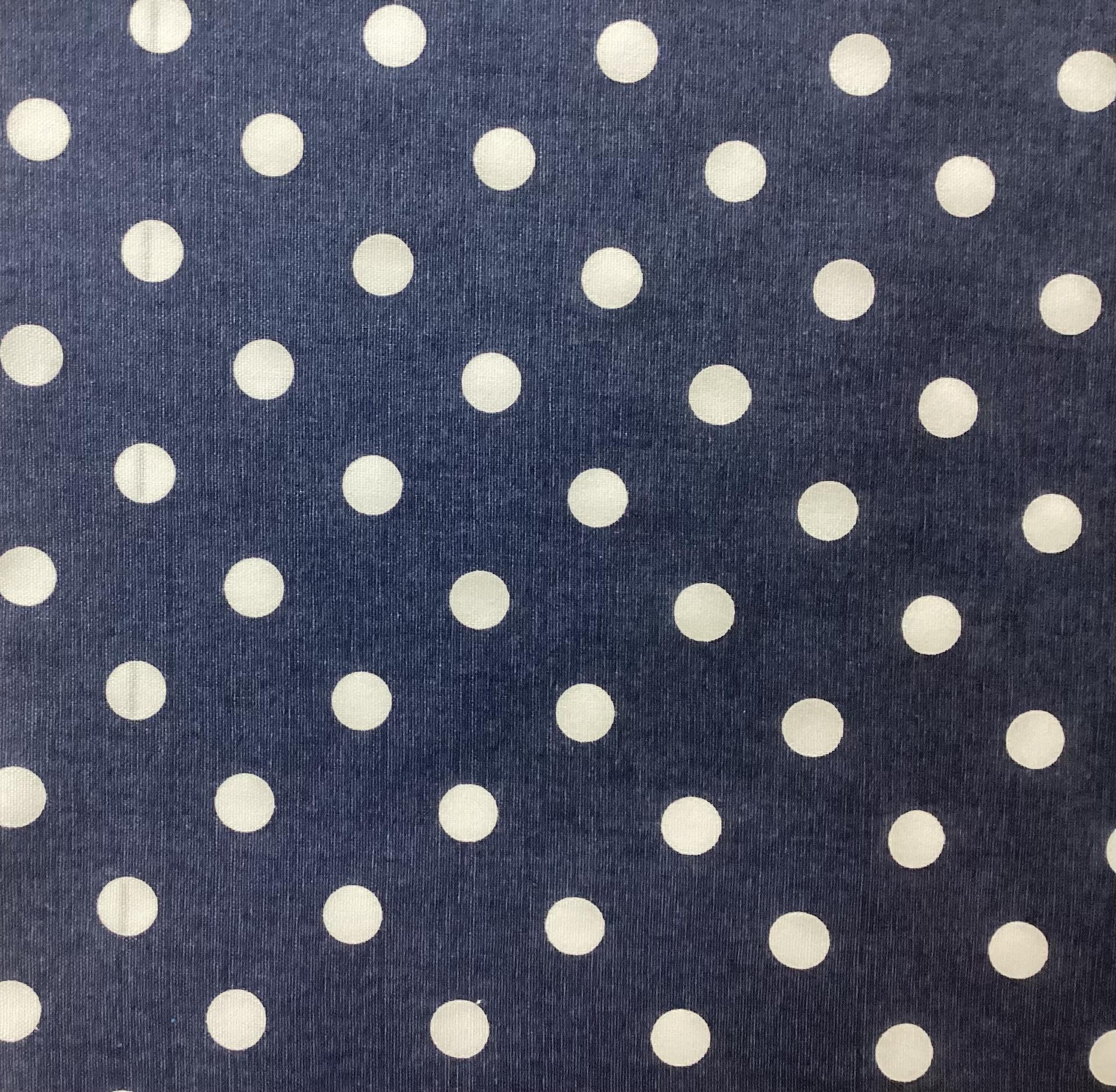 Cotton Canvas Polka Dot in Navy White