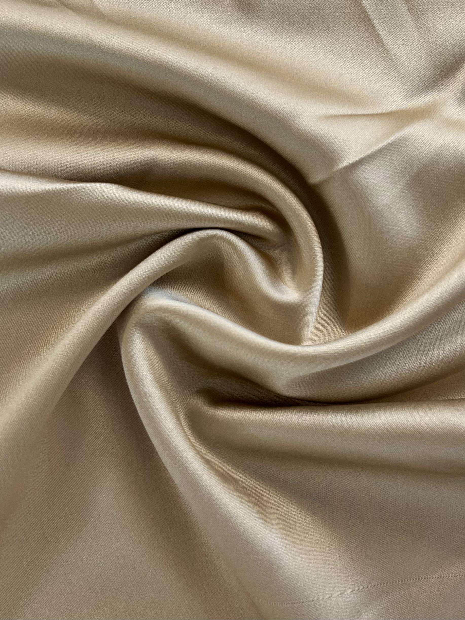 Stretch Silk Crepe Satin in Latte
