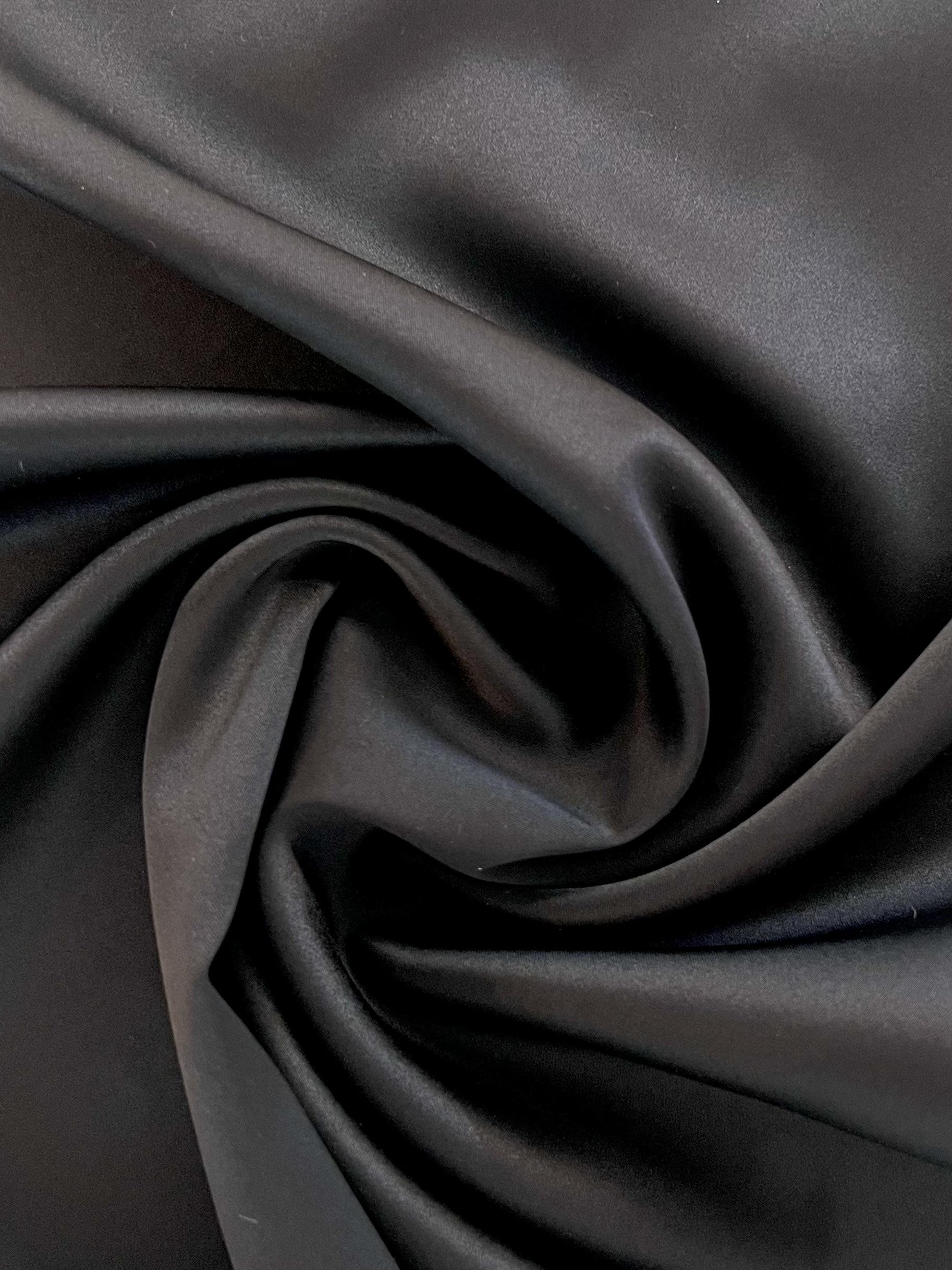 Stretch Silk Crepe Satin in Black