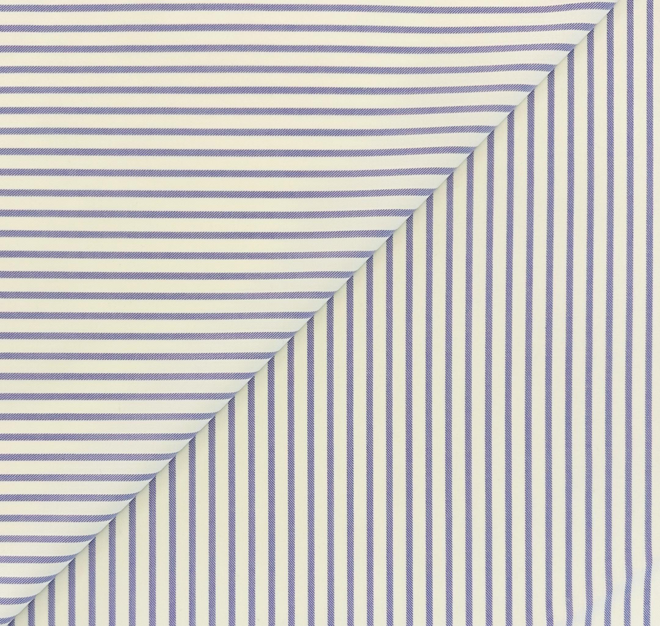 Italian Virgin Wool Stripe Stretch Suiting in Lilac Winter White