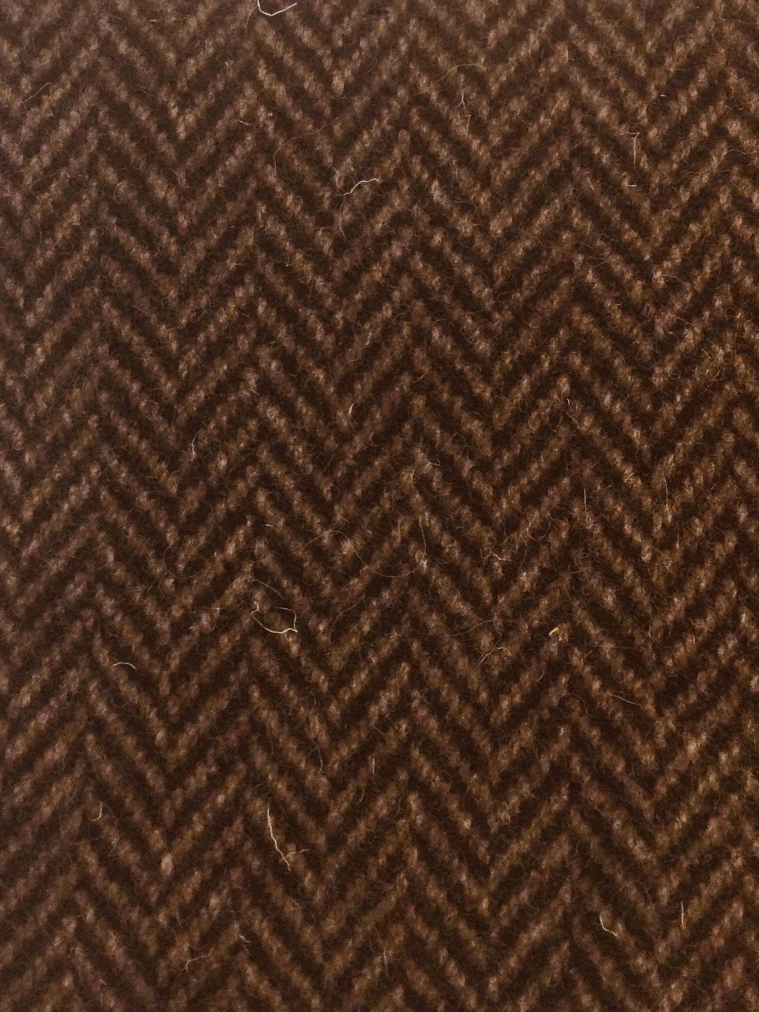 Italian Wool Herringbone Tweed Coating in Dark Chocolate and Taupe