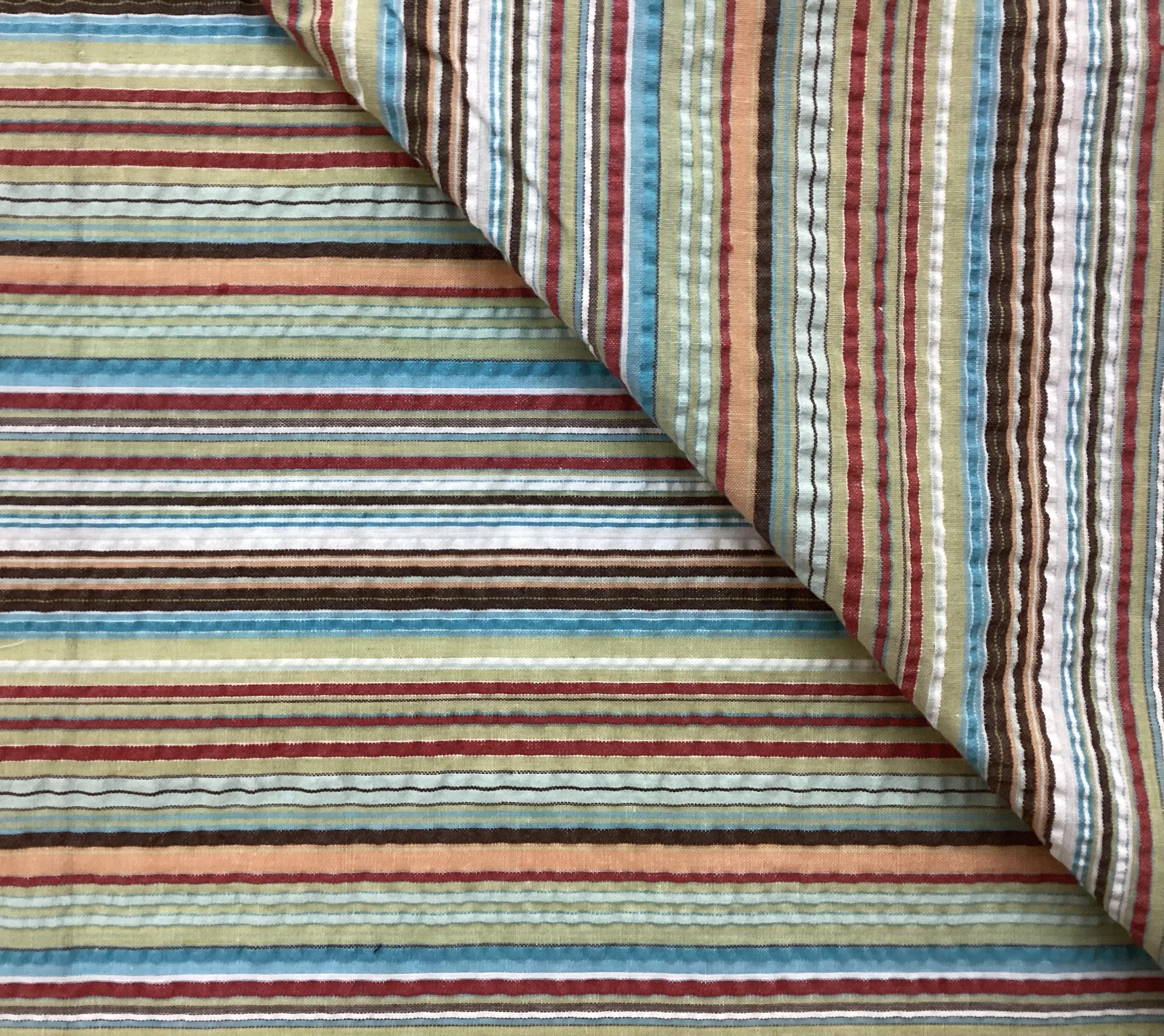 Cotton & Polyester Seersucker Stripe In Multi Colours