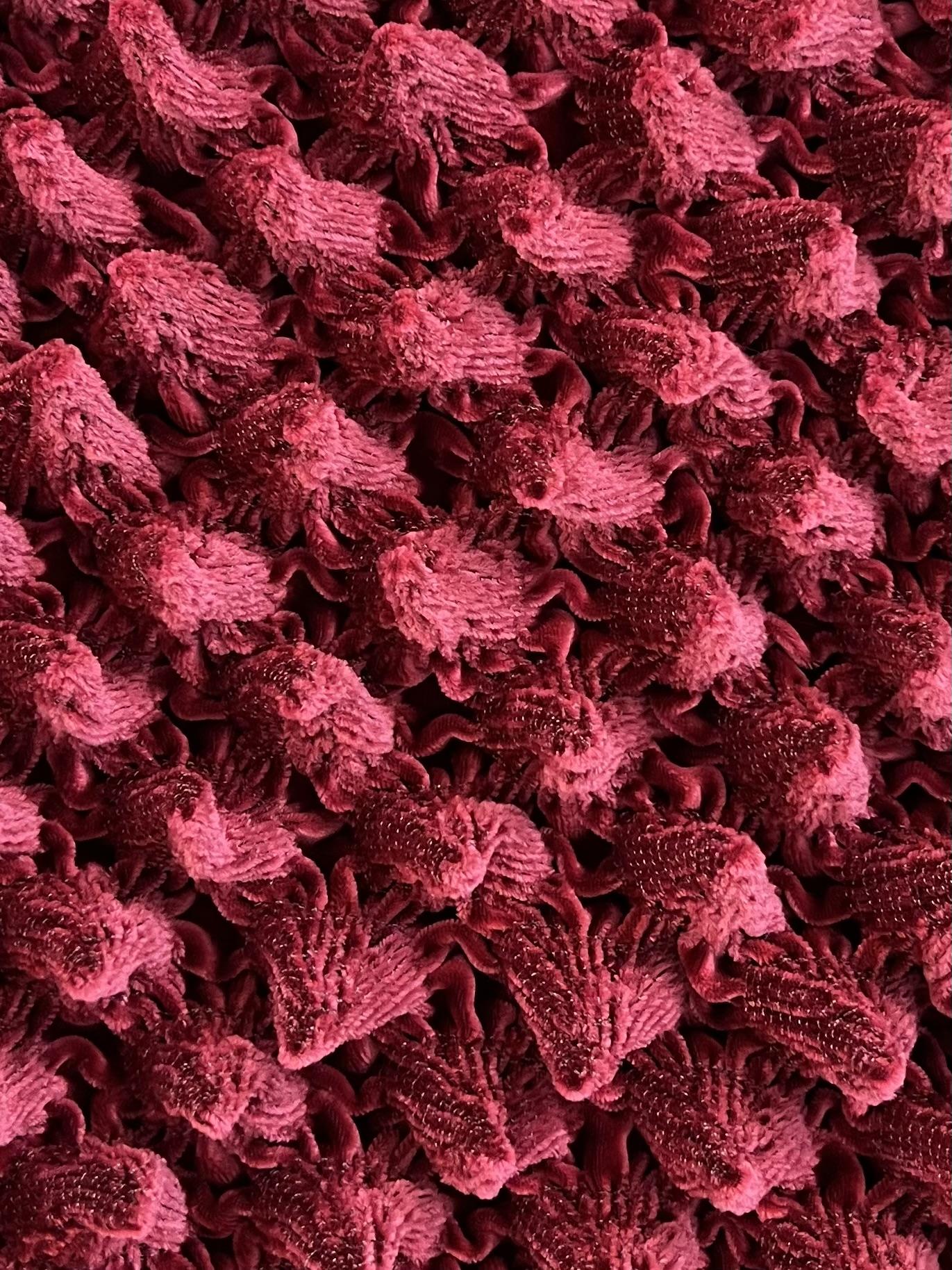 French Novelty Dimensional Cone Shaped Iridescent Velvet in Fuchsia Black