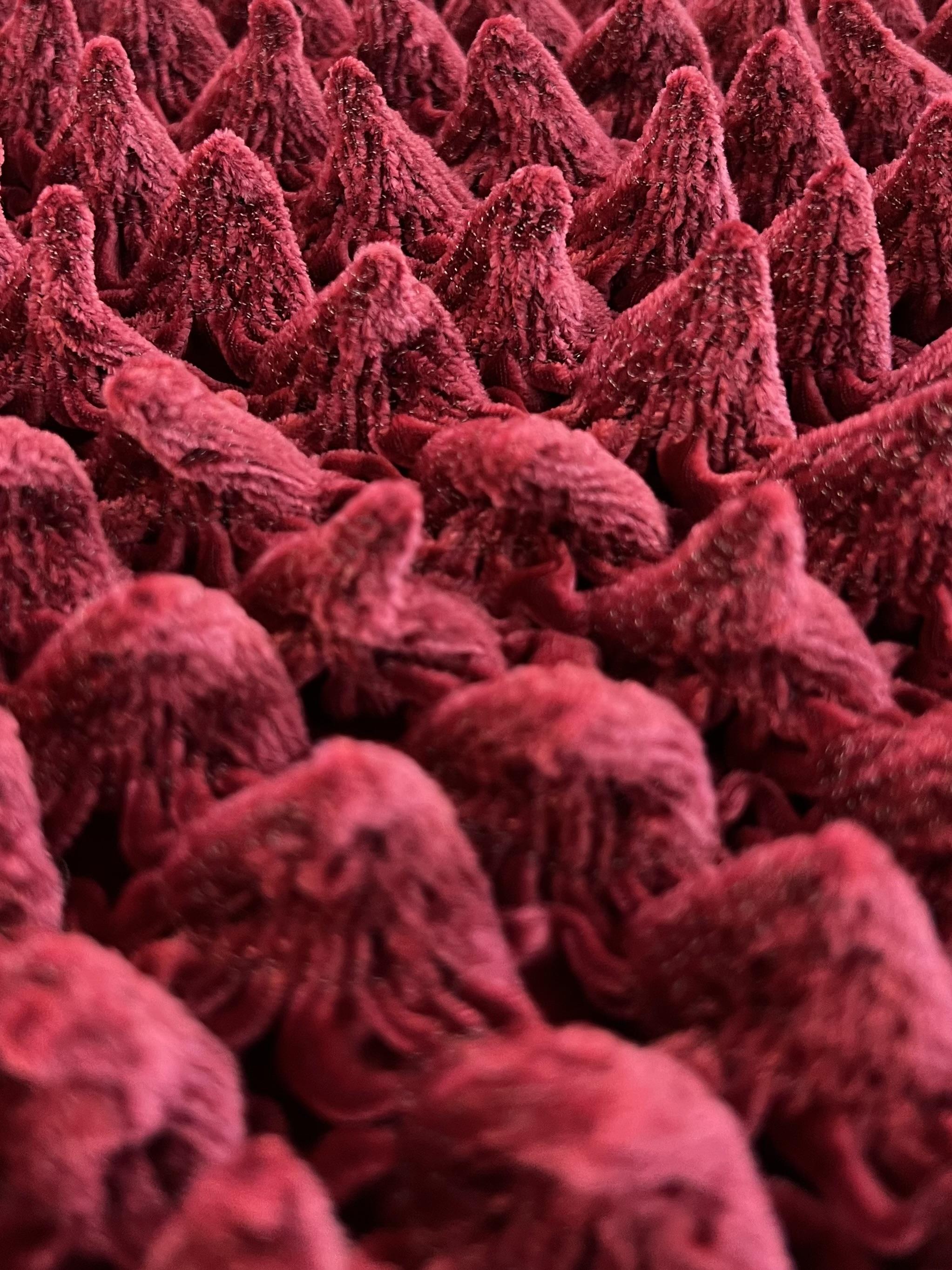 French Novelty Dimensional Cone Shaped Iridescent Velvet in Fuchsia Black