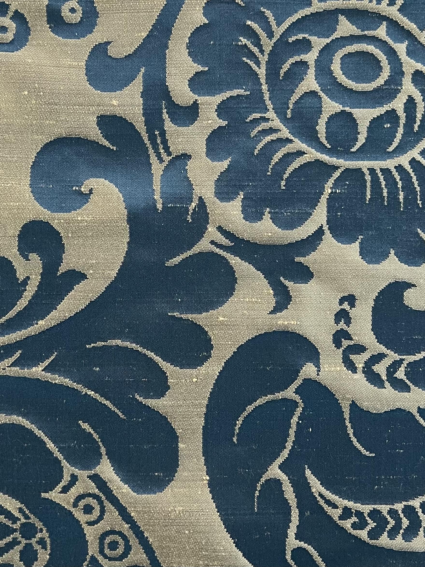 Silk Damask in Cerulean Blue