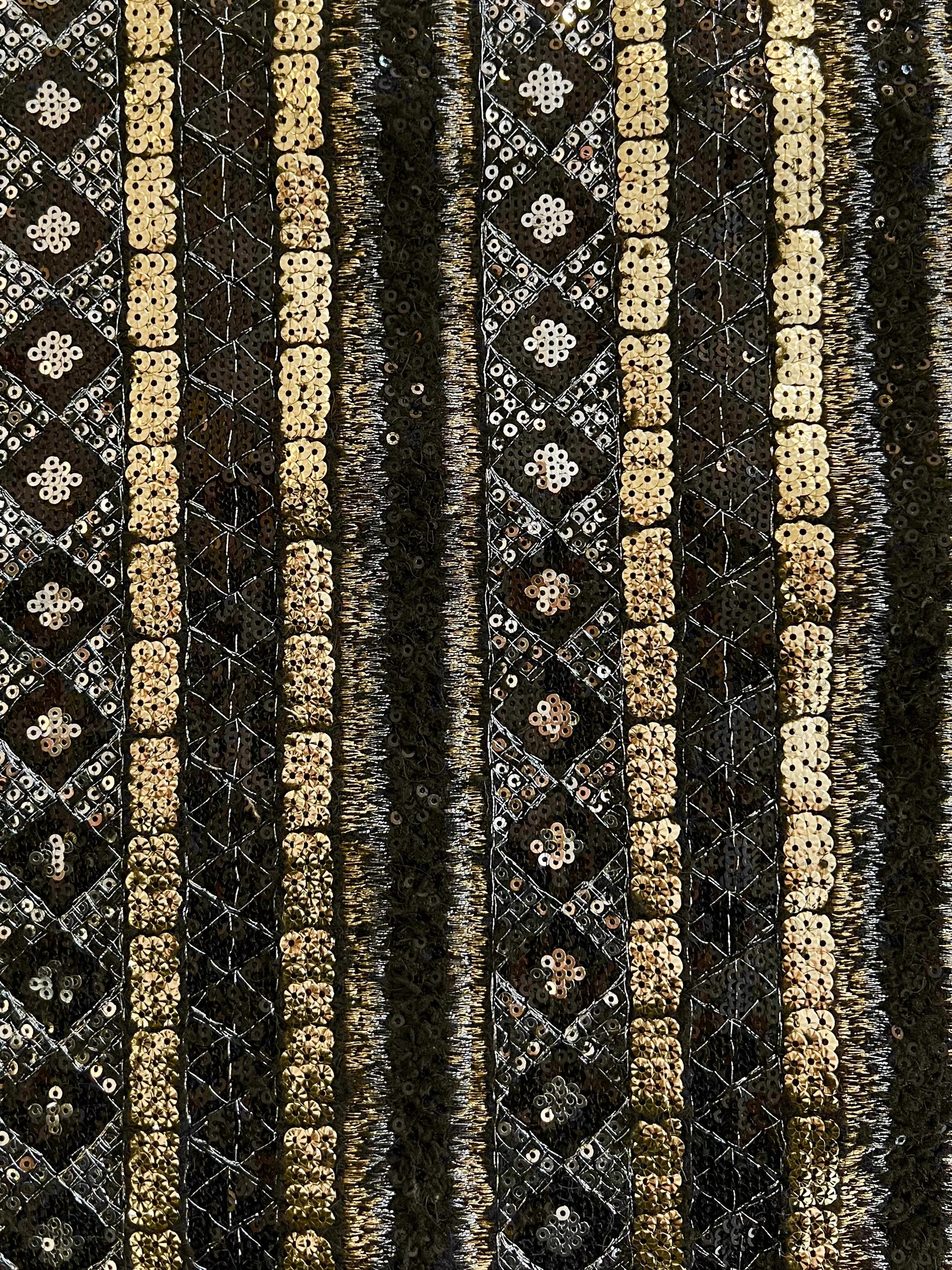 Metallic Embroidery and Sequins on Polyester Bouclé