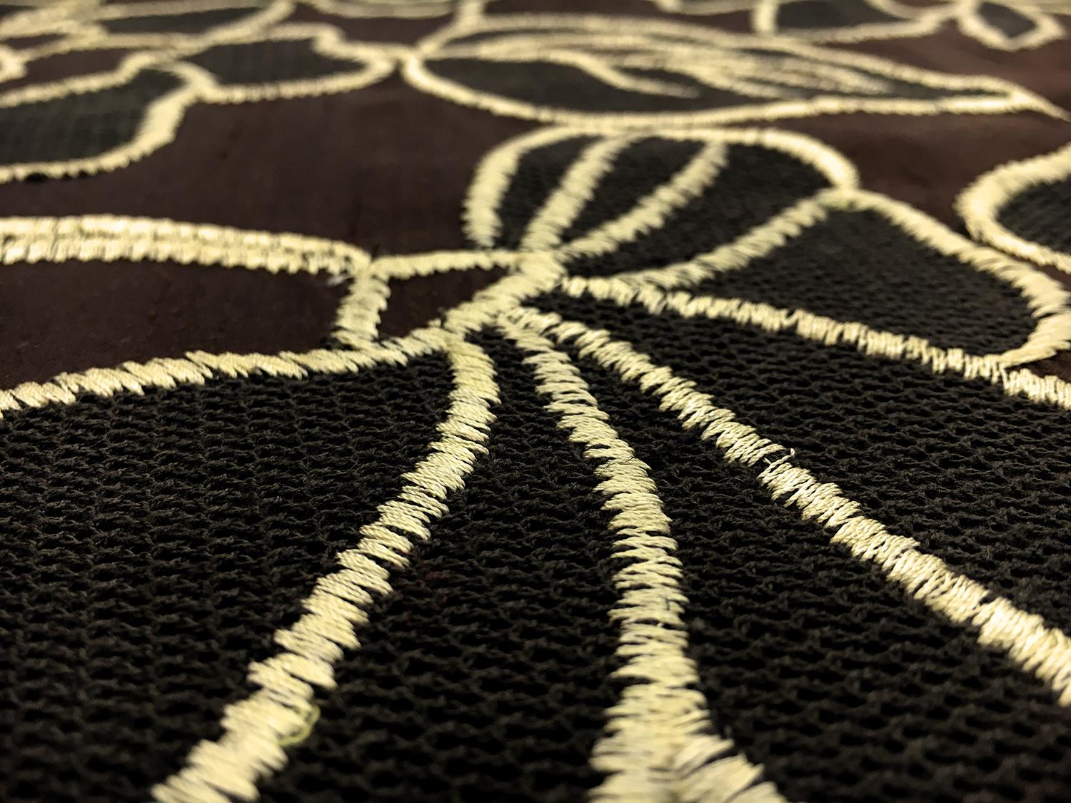 Silk Taffeta with Embroidered Flowers and Mesh2