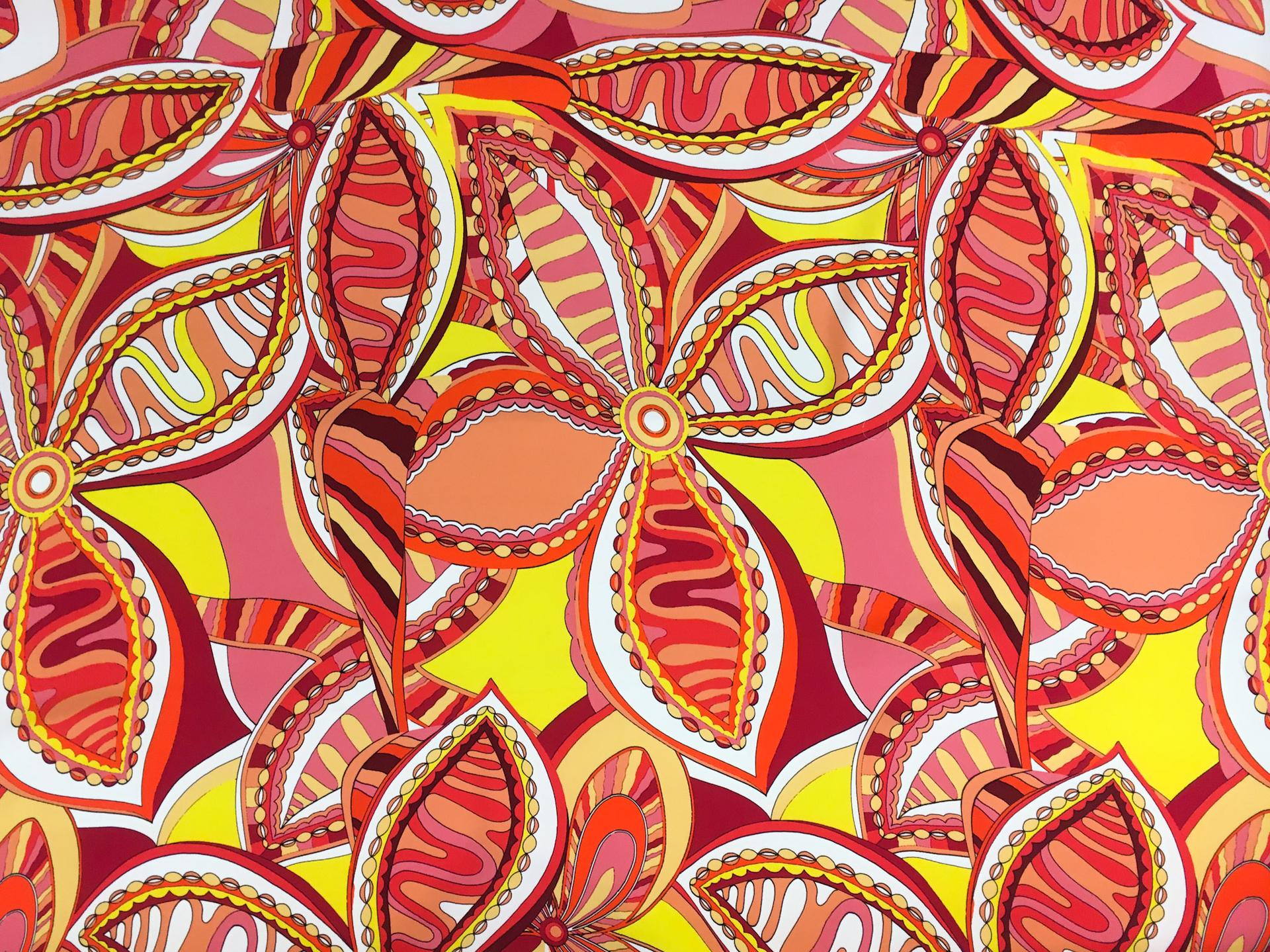 Printed 4Ply Crepe with Large Vibrant Abstract Flowers0