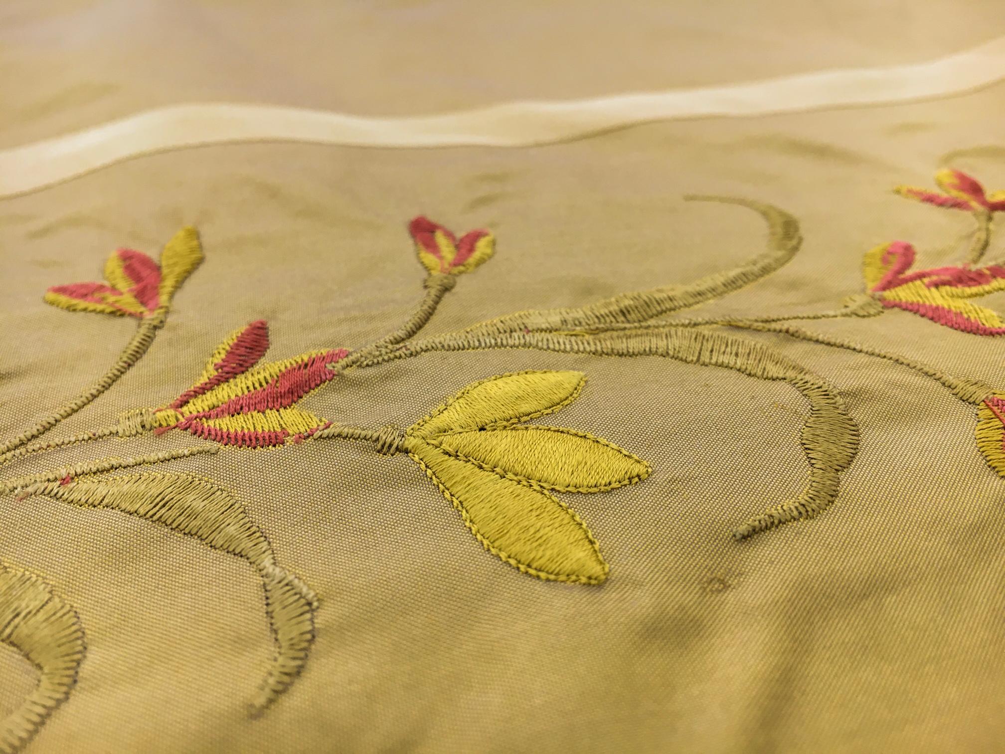 Silk Taffeta with Satin Stripes and Embroidered Flowers2