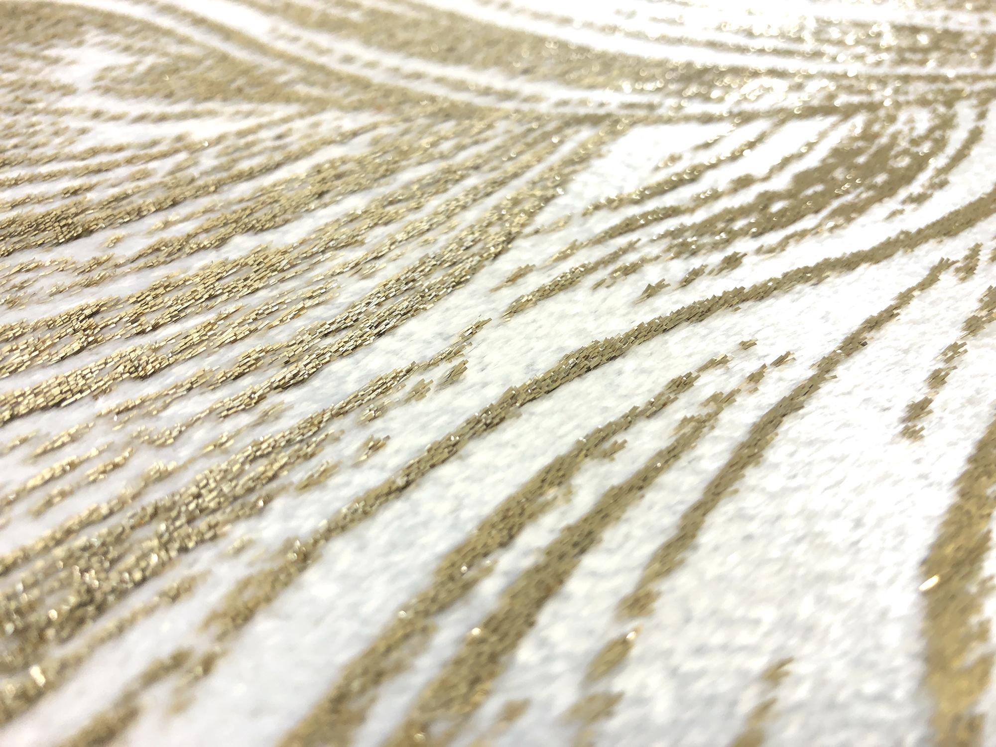 White Gold Feathers Silk Lurex Panne Velvet2