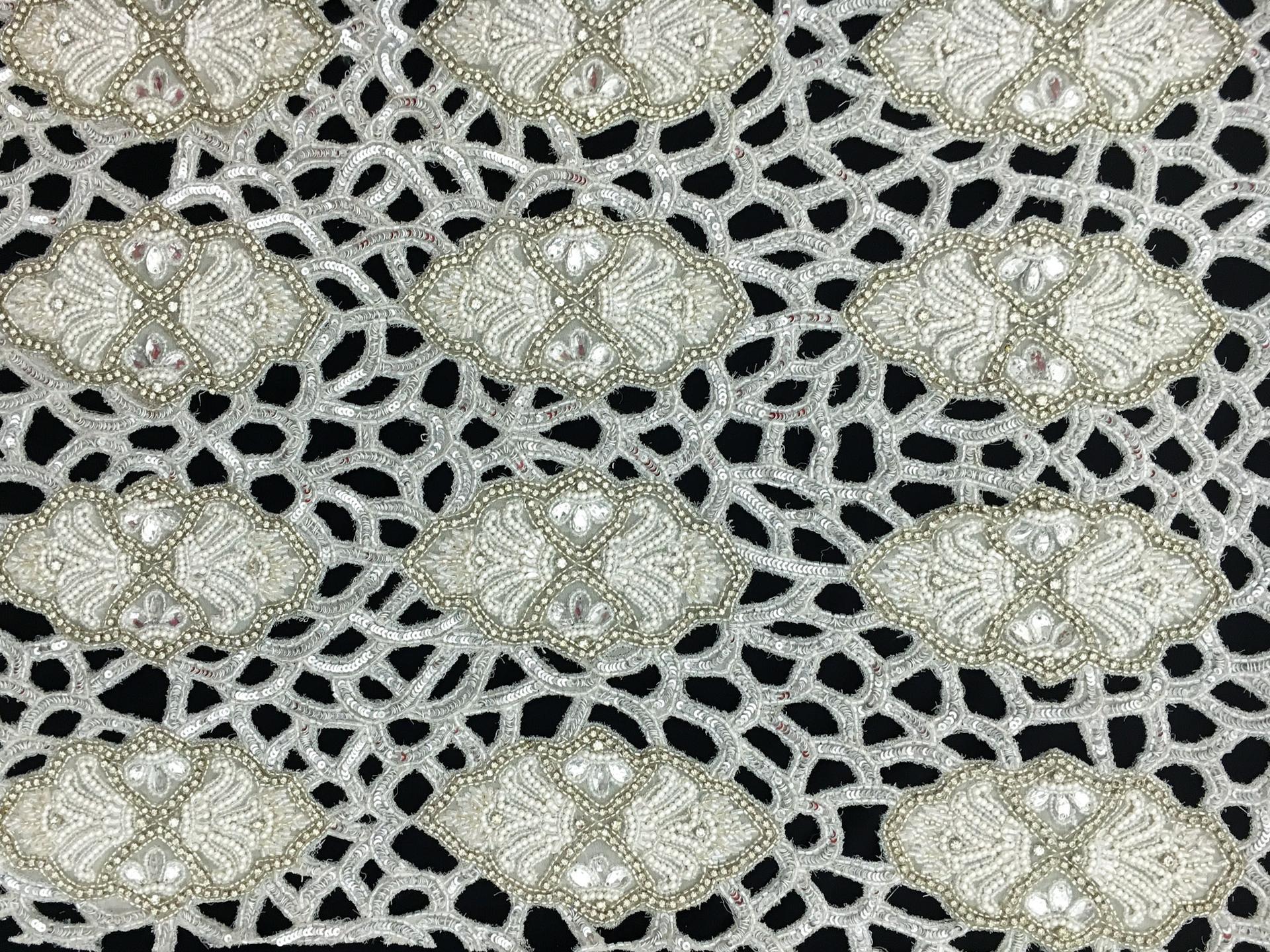 Novelty Crystal and Beads Cut Out Silk Chiffon0