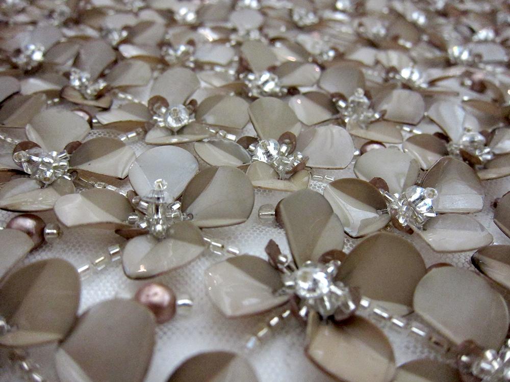 Hand Sewn Paillettes and Swarovski Crystals on Illusion1