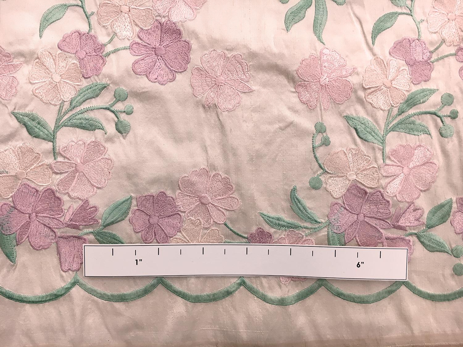 Silk Shantung with Embroidered Floral Degradé1
